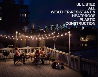 25FT Globe String Lights with Bulbs for Indoor/Outdoor Waterproof Connectable Hanging Lights for Backyard Porch Balcony Party Decor - Solar Flame Torch