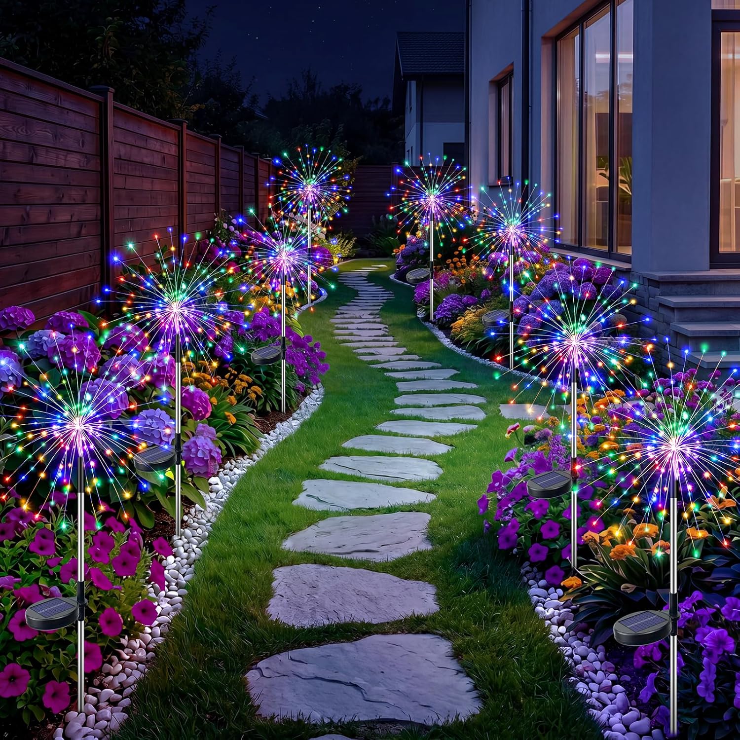 Solar Firework Fairy Outdoor Waterproof Lights With 8 Modes For Garden Patio And Pathway