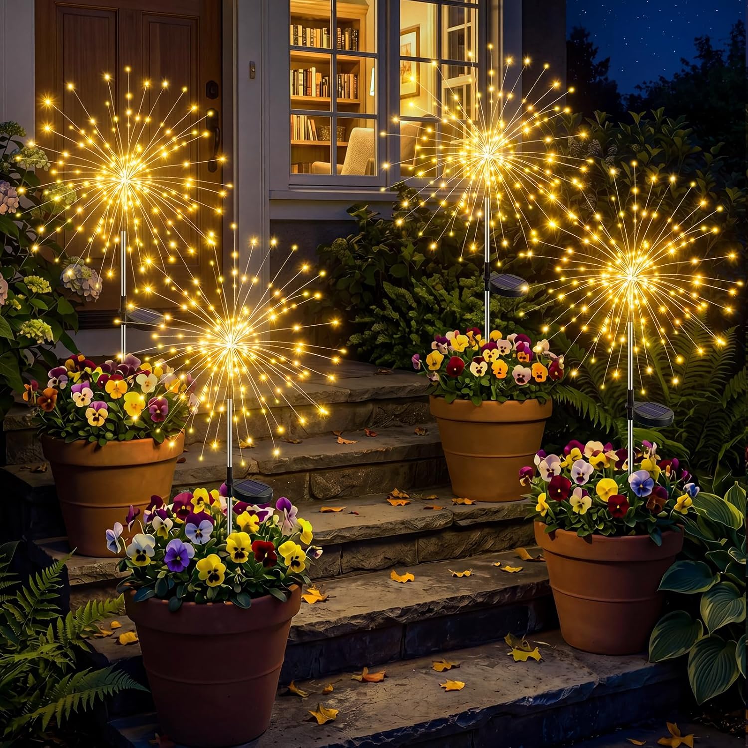 Solar Firework Fairy Outdoor Waterproof Lights With 8 Modes For Garden Patio And Pathway