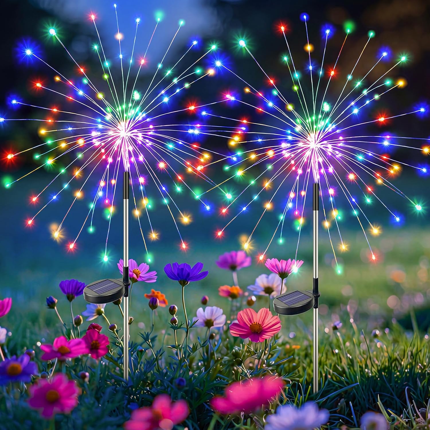 Solar Firework Fairy Outdoor Waterproof Lights With 8 Modes For Garden Patio And Pathway
