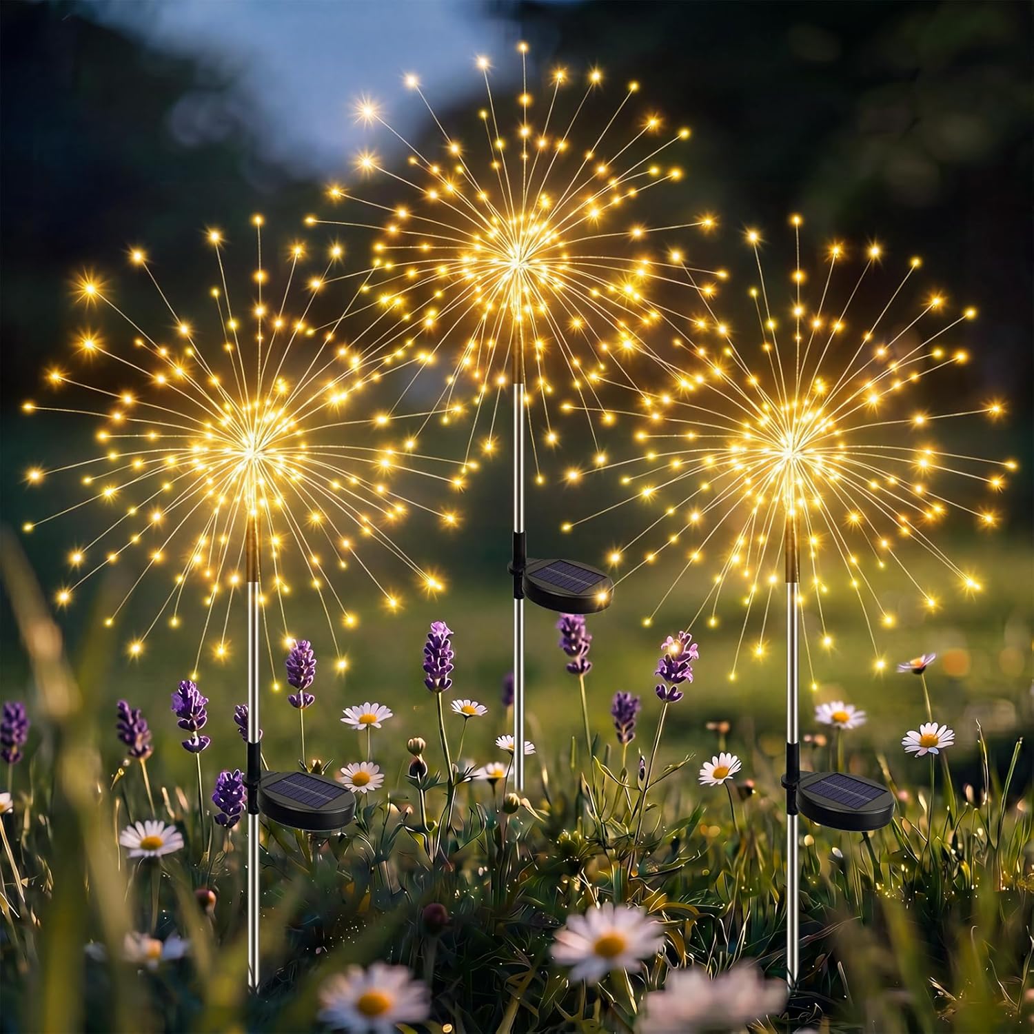 Solar Firework Fairy Outdoor Waterproof Lights With 8 Modes For Garden Patio And Pathway