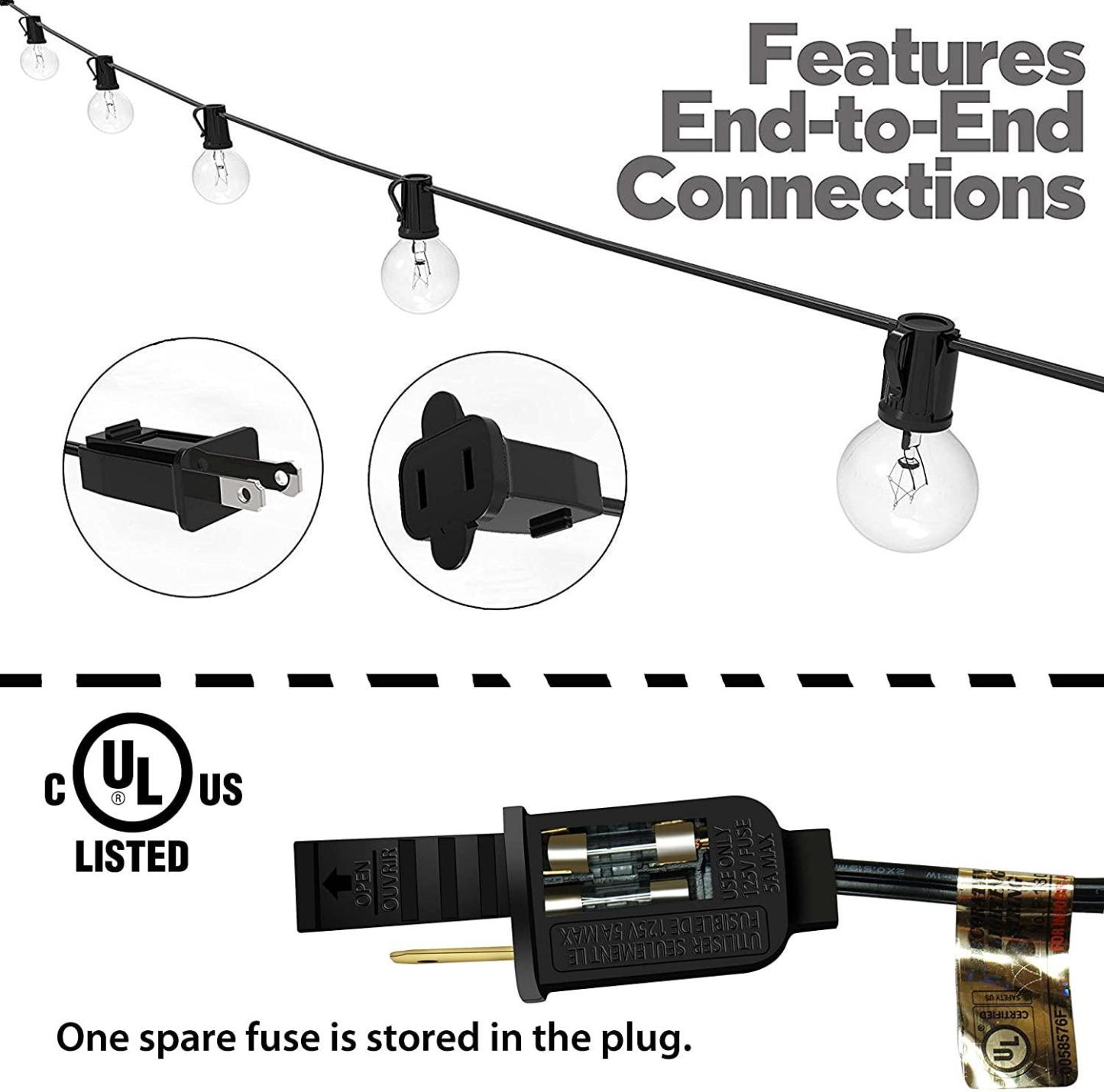 25FT Globe String Lights with Bulbs for Indoor/Outdoor Waterproof Connectable Hanging Lights for Backyard Porch Balcony Party Decor - Solar Flame Torch