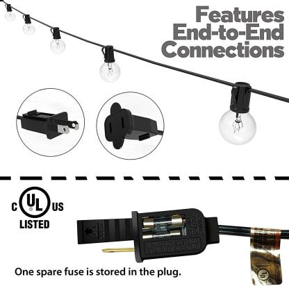 25FT Globe String Lights with Bulbs for Indoor/Outdoor Waterproof Connectable Hanging Lights for Backyard Porch Balcony Party Decor - Solar Flame Torch