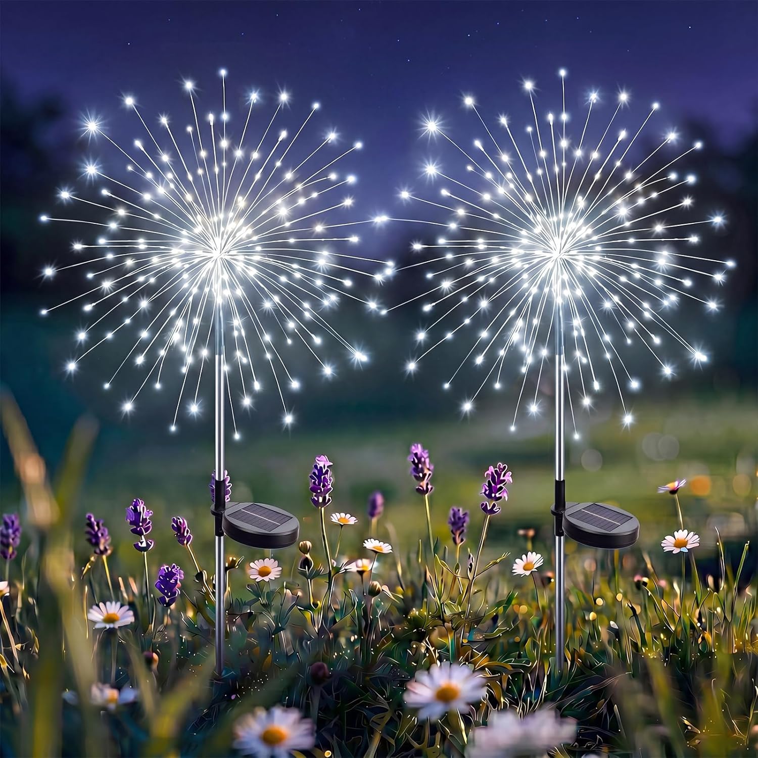 Solar Firework Fairy Outdoor Waterproof Lights With 8 Modes For Garden Patio And Pathway