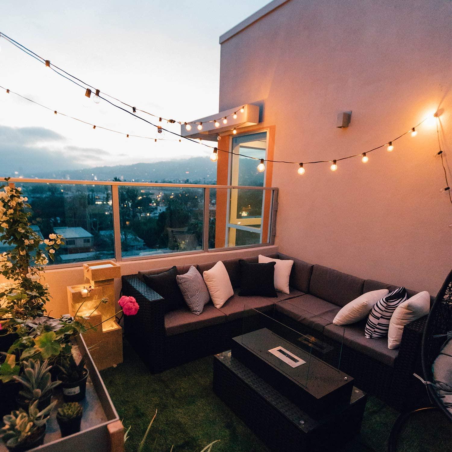 25FT Globe String Lights with Bulbs for Indoor/Outdoor Waterproof Connectable Hanging Lights for Backyard Porch Balcony Party Decor - Solar Flame Torch