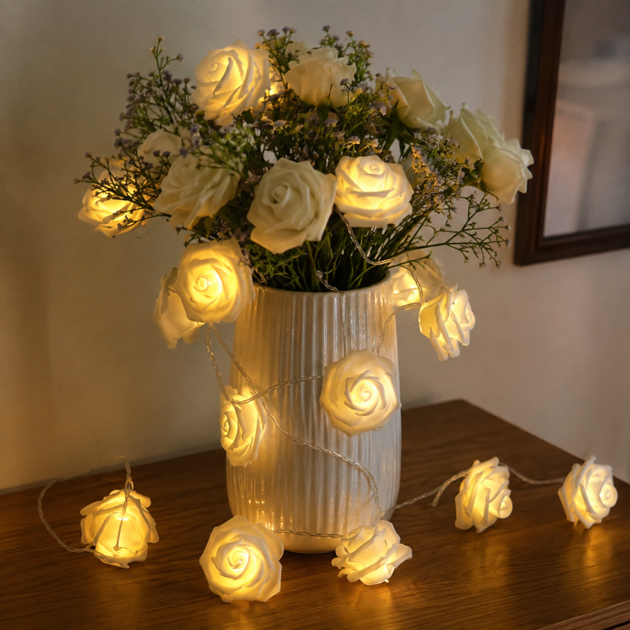 LED Rose String Lights For Wedding Garden And Room Decoration