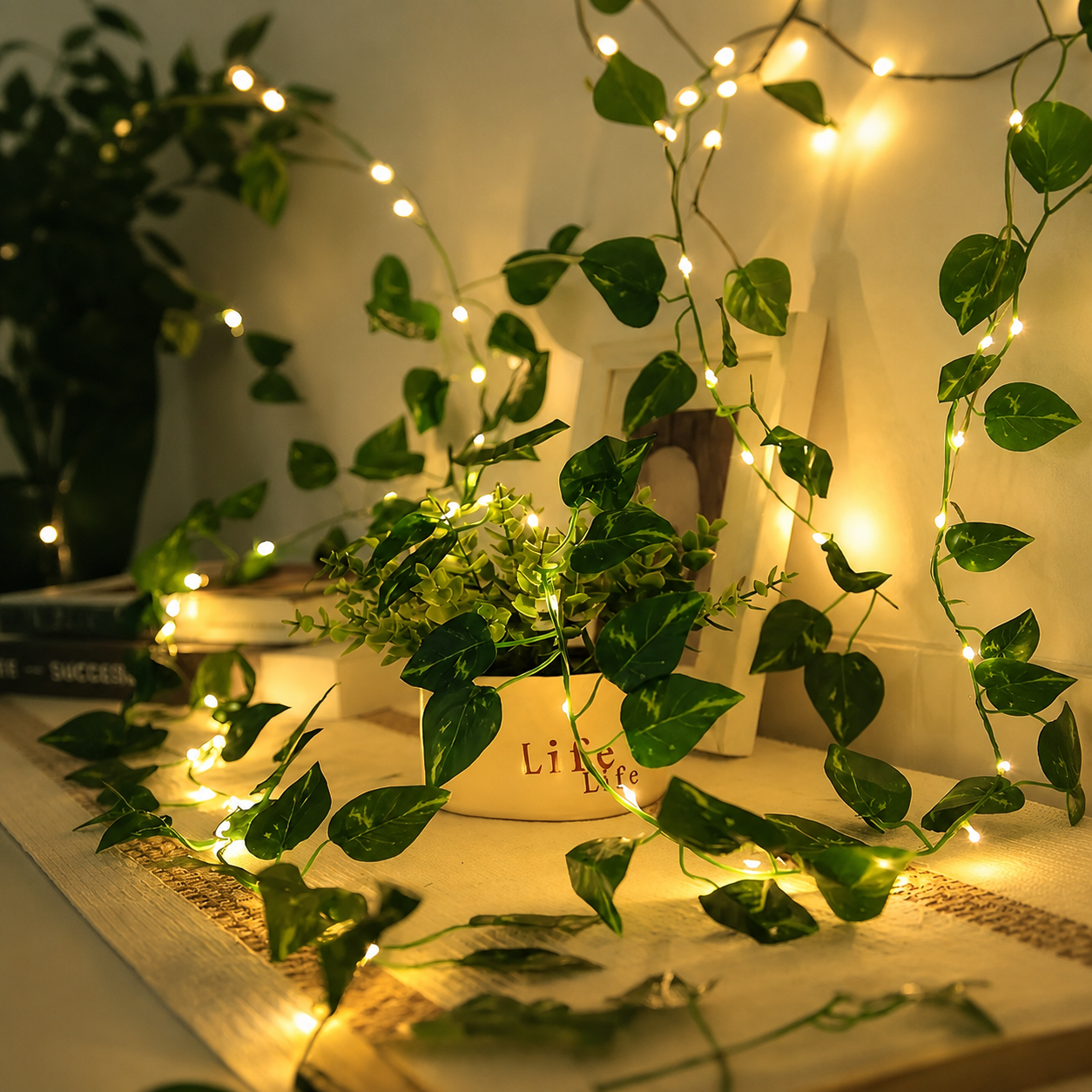 Battery Operated Green Leaf Fairy Lights For Bedroom And Wedding Decor