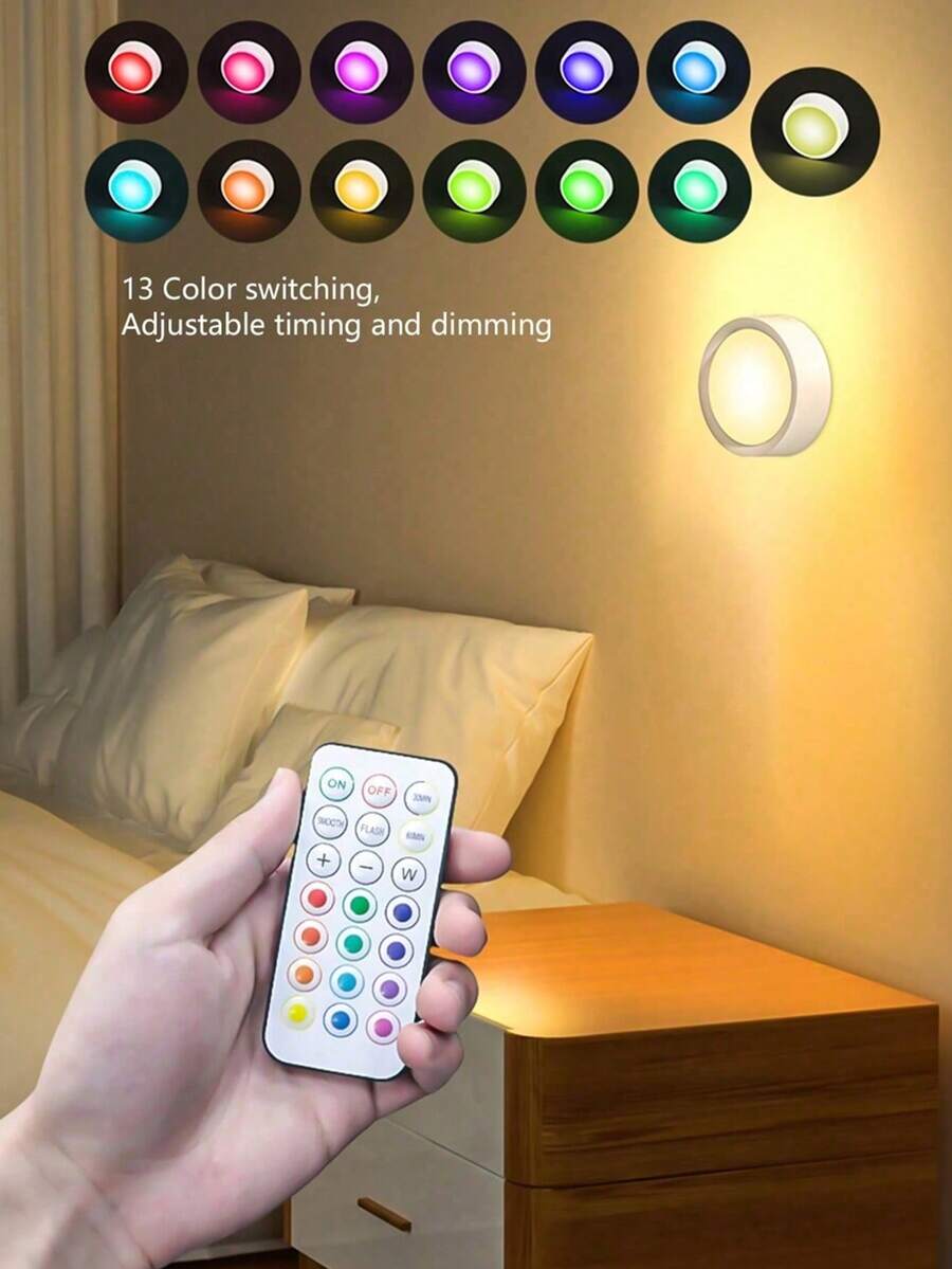 1/3/6pcs LED Colorful Cabinet Lights, Picture Lighting, Magnetic LED Picture Lights, LED Cabinet Night Lights, Decorative Lights, Frame Art Display Lights, Wall Decor, Indoor, Bedroom, Living Room, Home Decor, Closet And Hallway - RGB-13 Colors - View 4