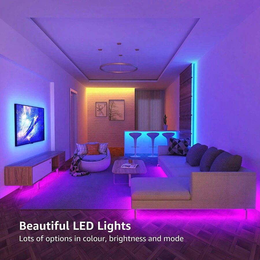 25/50/100/130/200/260 Ft RGB LED Light Strip, Smart Light Strip, App And Remote Control, Christmas, Halloween Decoration, Suitable For Family And Friends Reunion, Bedroom, Party Decoration, Atmosphere Creation - multicolour - View 8