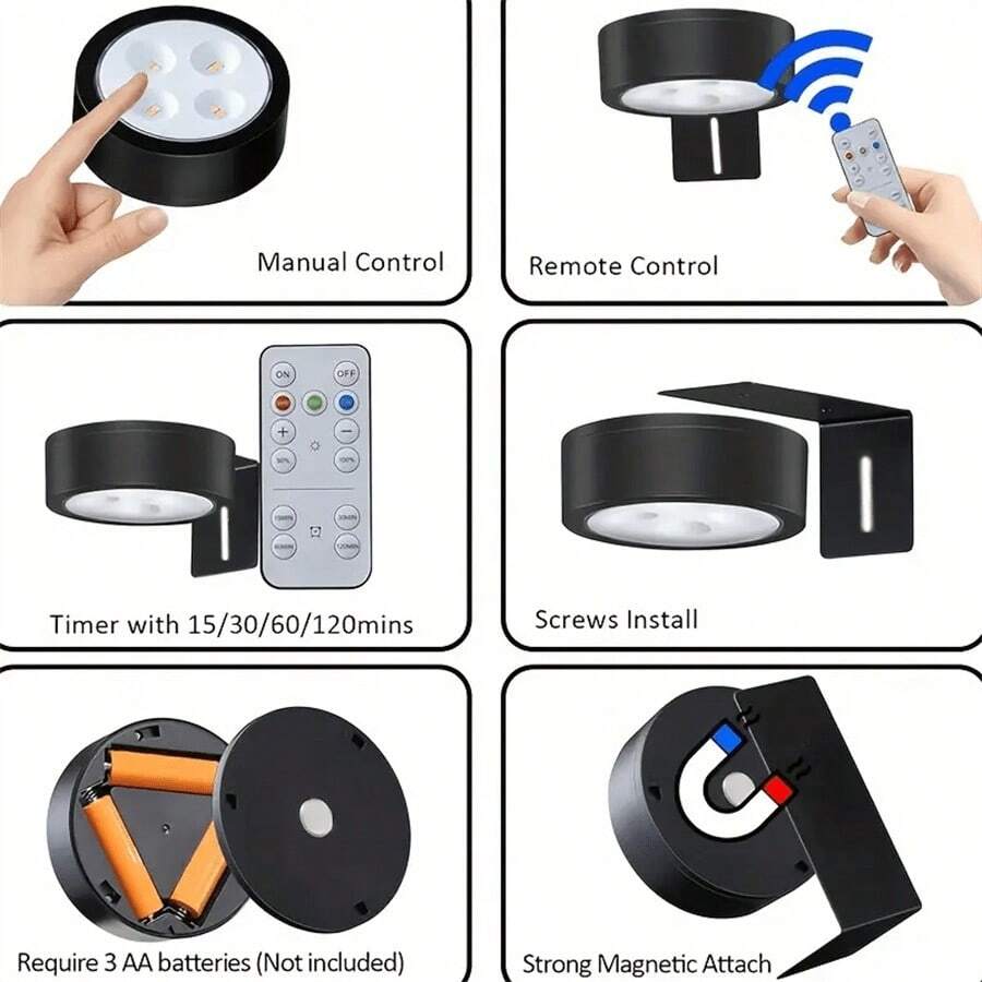 1/3/6pcs Led Wireless Metal Wall Art LED Picture Lights, Wall Lamp, Fairy Lights, Night Light, Book Light, Led Lights Picture Frame Artworking Portrait, Stairs, Corridors, Bedroom Decoration, Living Room,Party Decorations,Home Decor,Room Decor - Three Colors Of Light - View 9