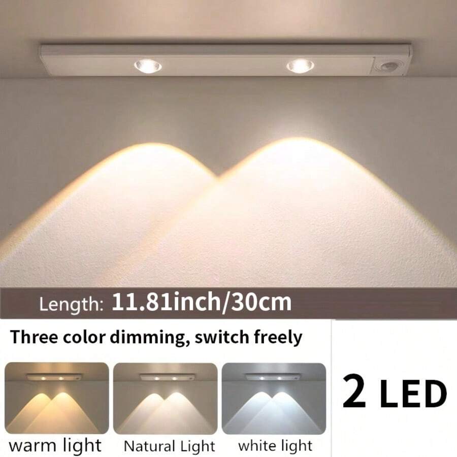 Modern LED Motion Sensor Strip Light, Wireless Rechargeable Magnetic Light Bar For Shoe Cabinets, Display Cases, Wardrobes, Smart Cabinets - Hill Effect, No Wiring Required, Easy Installation, USB-Powered, Plastic Material, Moire Pattern - Cat's Eye Sensor Light - View 19