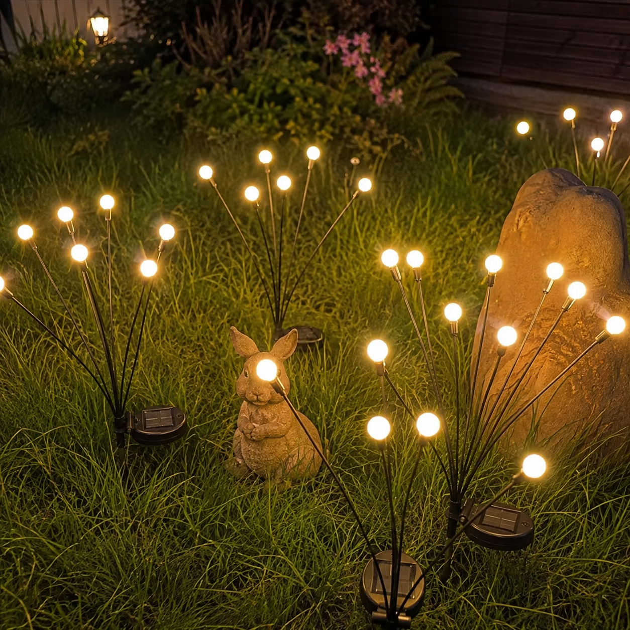 Pack Of 8 Solar Firefly Lawn Lights For Garden And Festival Decor
