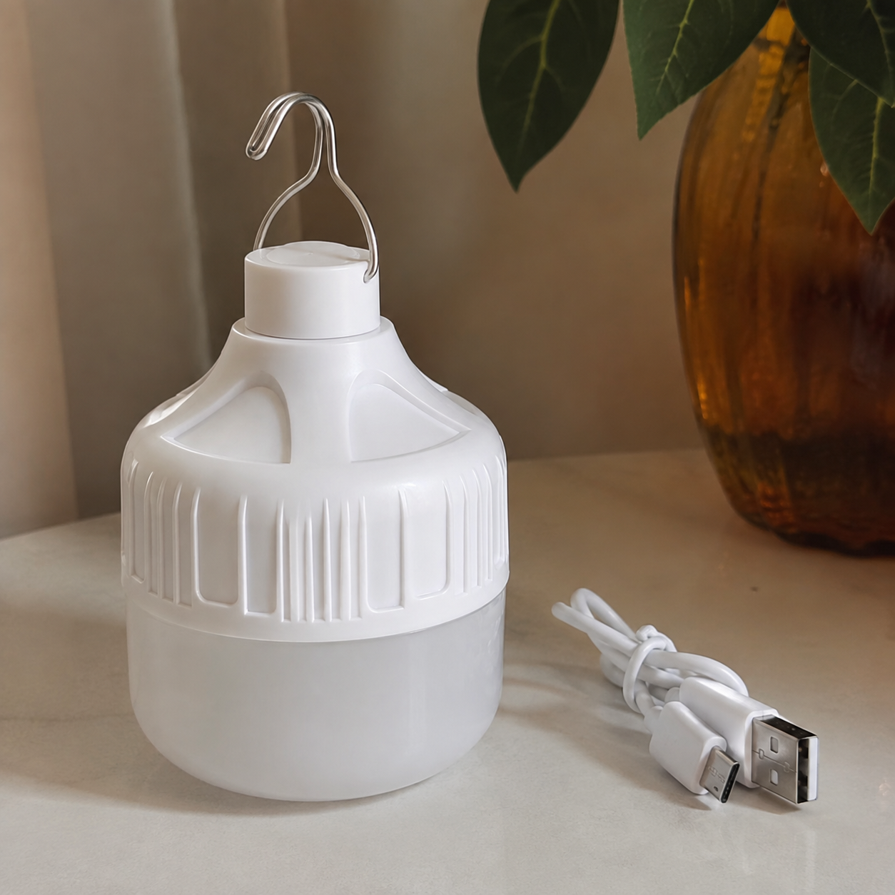 One Piece Portable USB Rechargeable LED Bulb With Hanging Hook