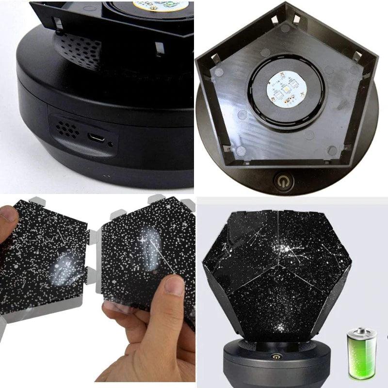 Galaxy Star Night Light Projector with Remote - Solar Flame Torch