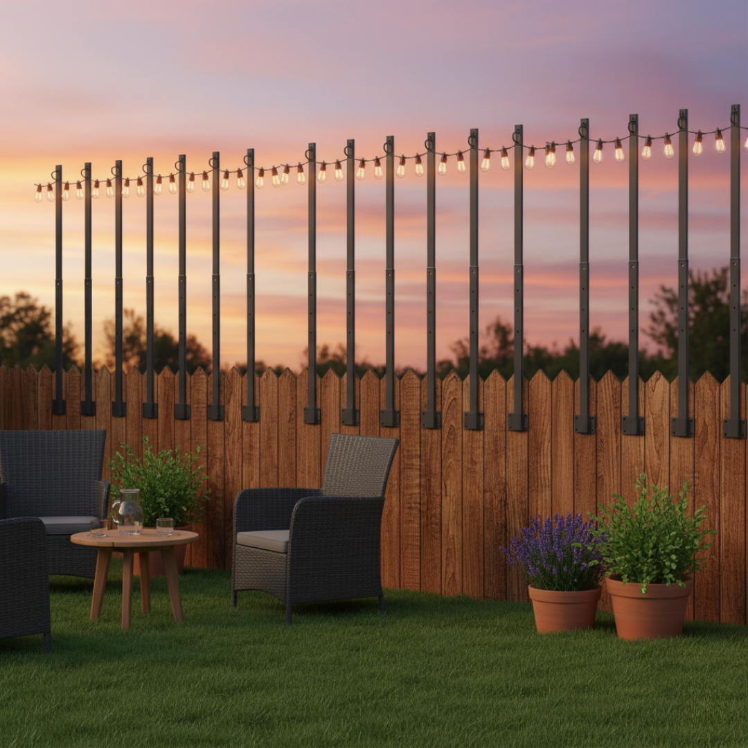 Outdoor String Light Poles with Clips