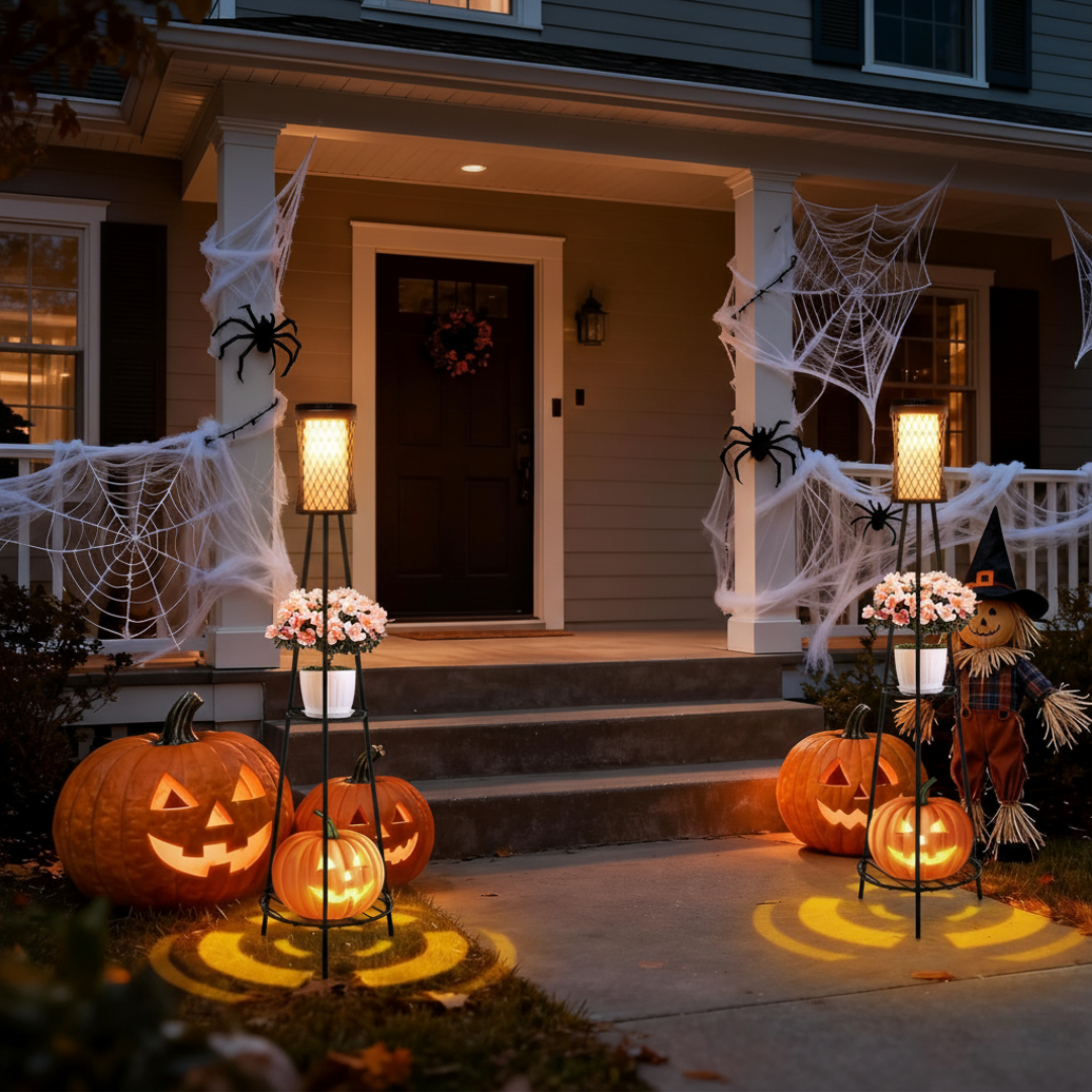 2 Pack Of Outdoor Solar Floor Lamps with USB Charging