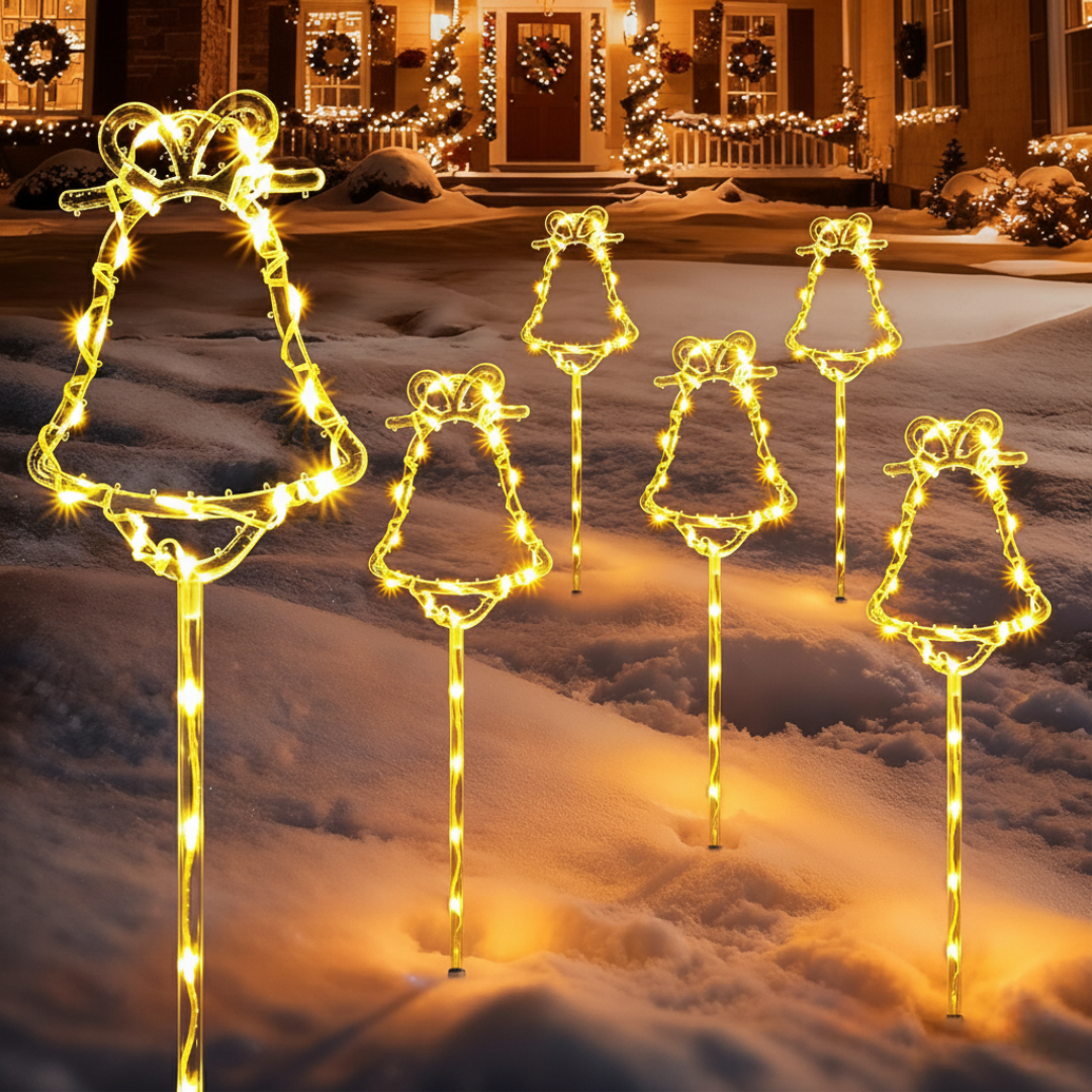 Pack Of 6 Solar Christmas Tree Lights With 8 Light Modes