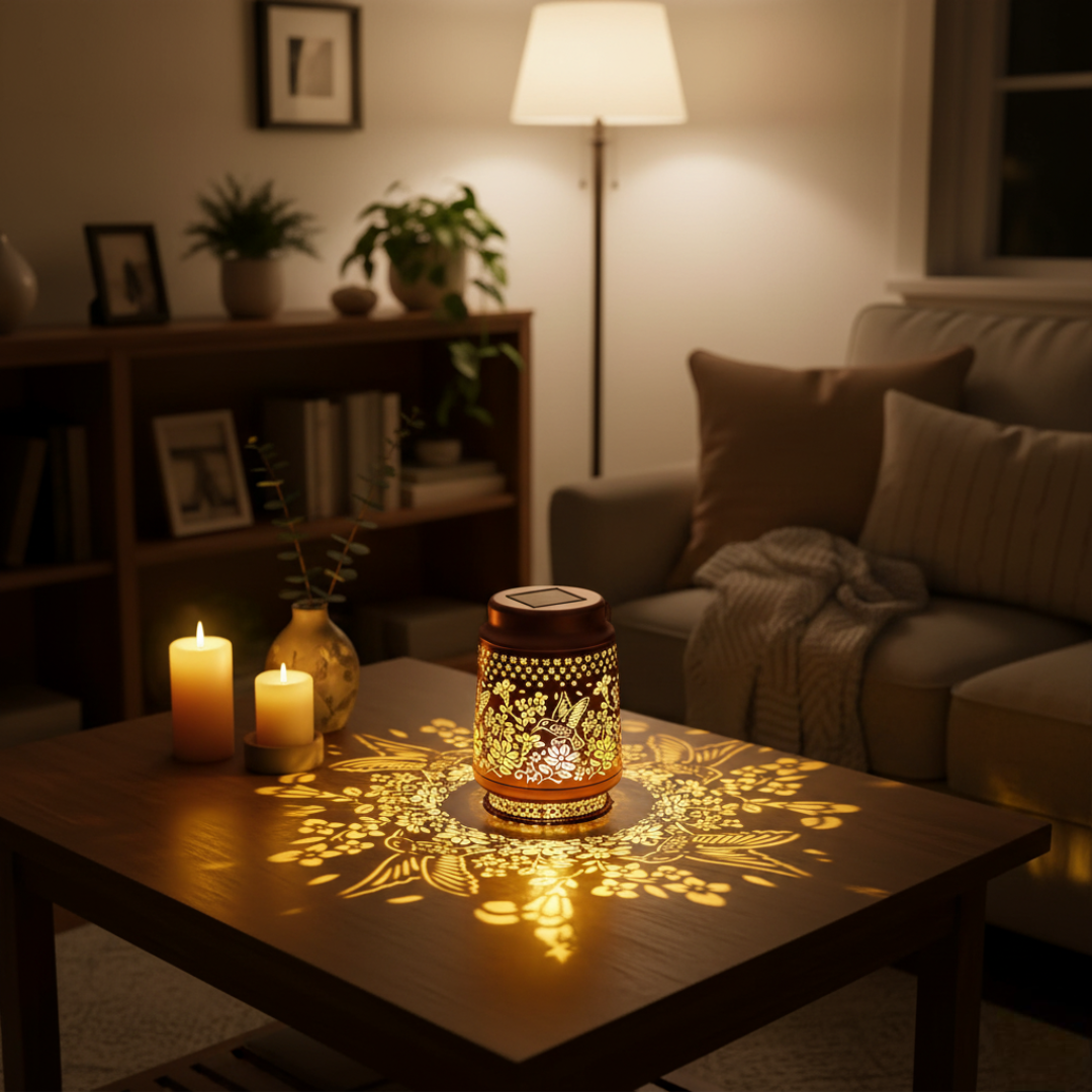 Outdoor Hummingbird Solar Lanterns Waterproof Hanging Metal Lights