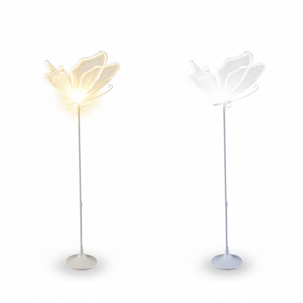 2 Pack of Three Color Butterfly Floor Lamp with LED Lighting for Home and Wedding Decor