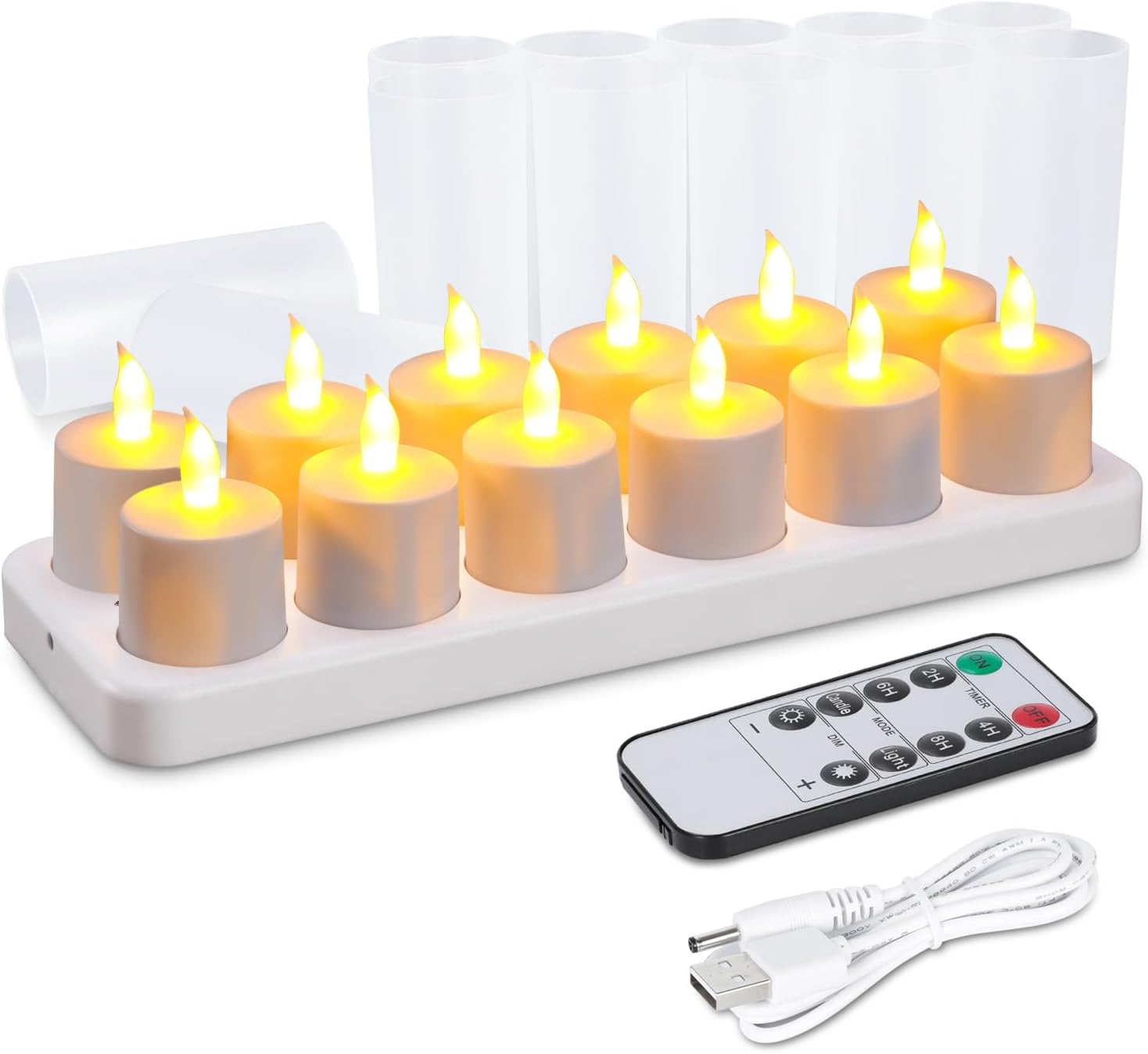 12 pcs USB Rechargeable Flameless Candles