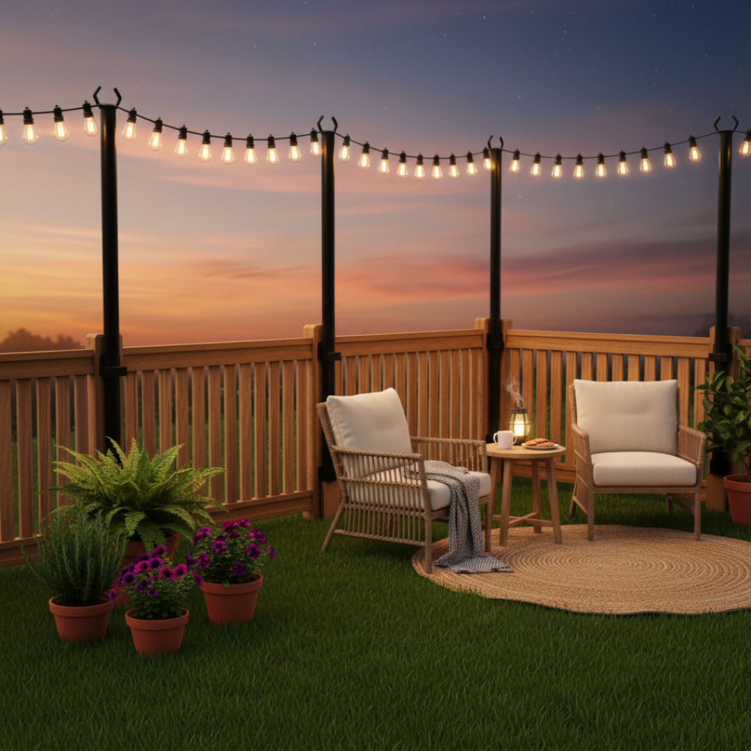 Outdoor Light Poles with Fence Brackets