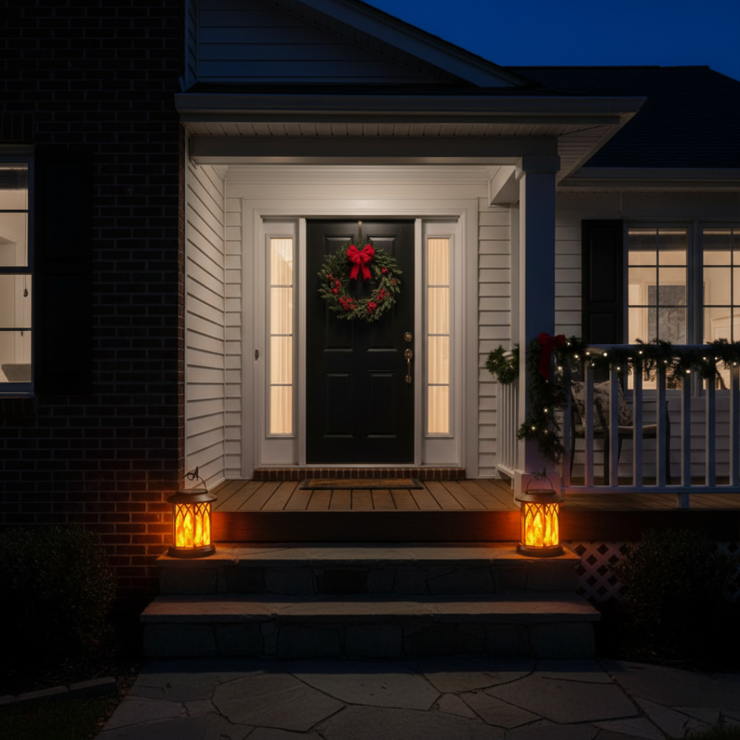 Solar Lantern Outdoor Lights 4 Pack Flickering Flame Decorative