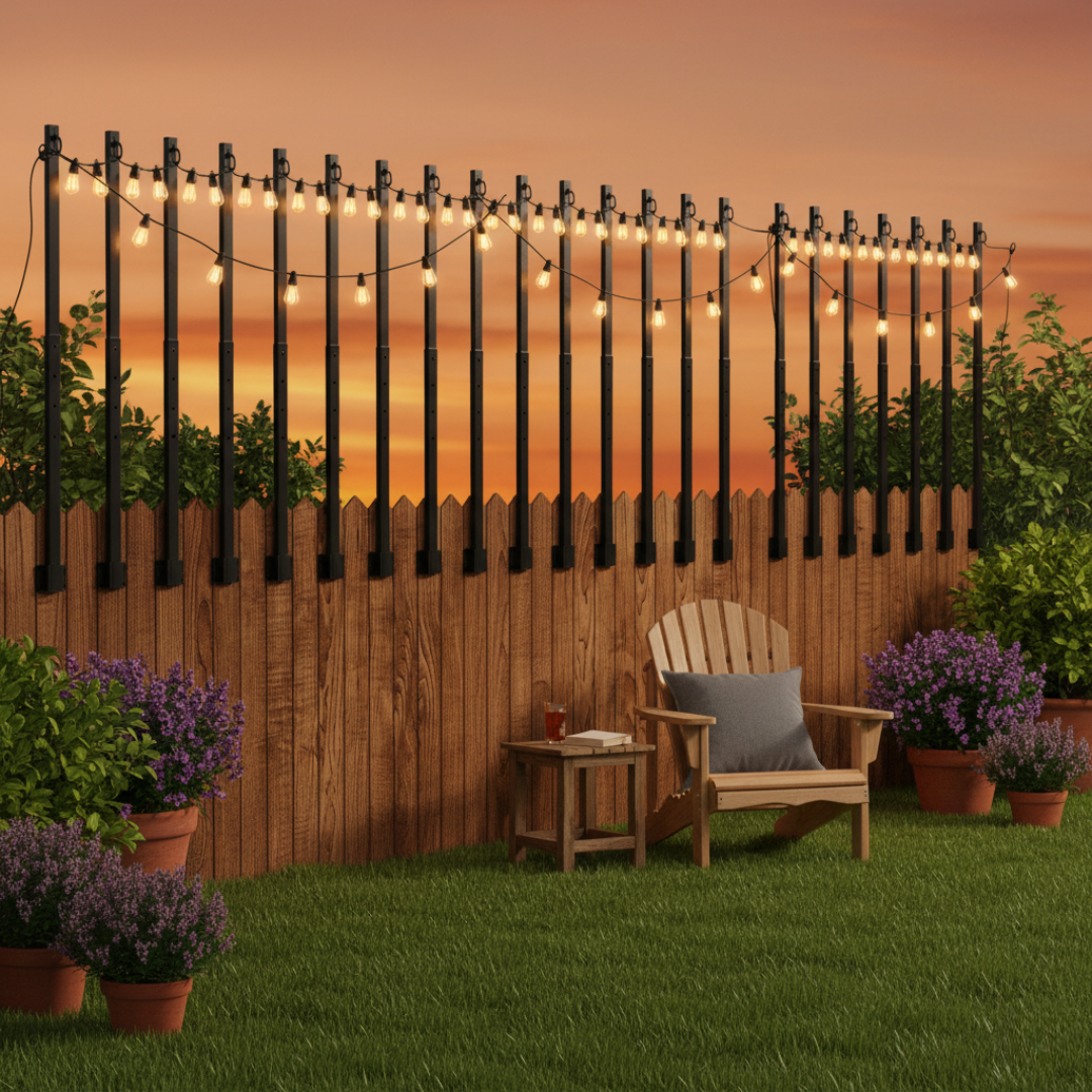 Outdoor String Light Poles with Clips