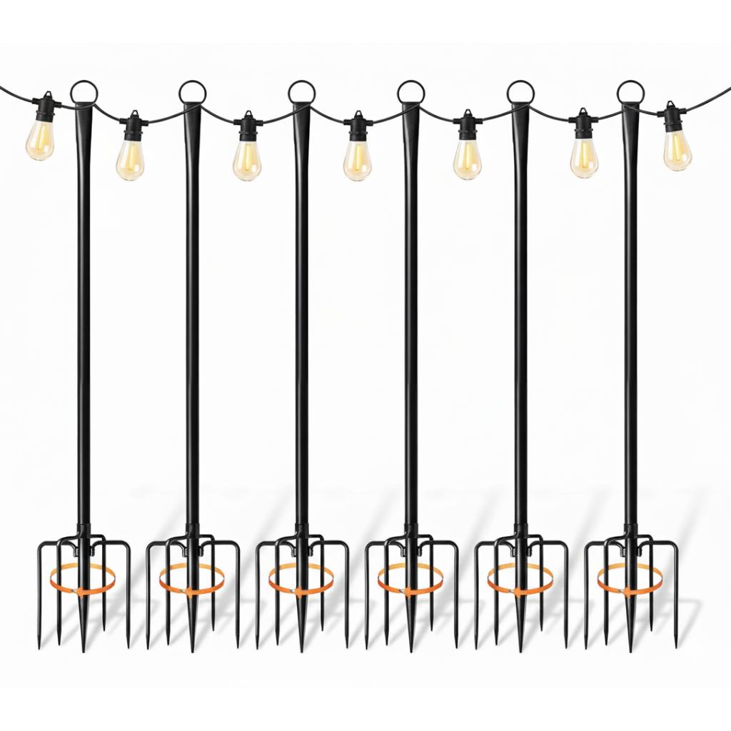 2 Pack Outdoor String Light Poles with Fork Base