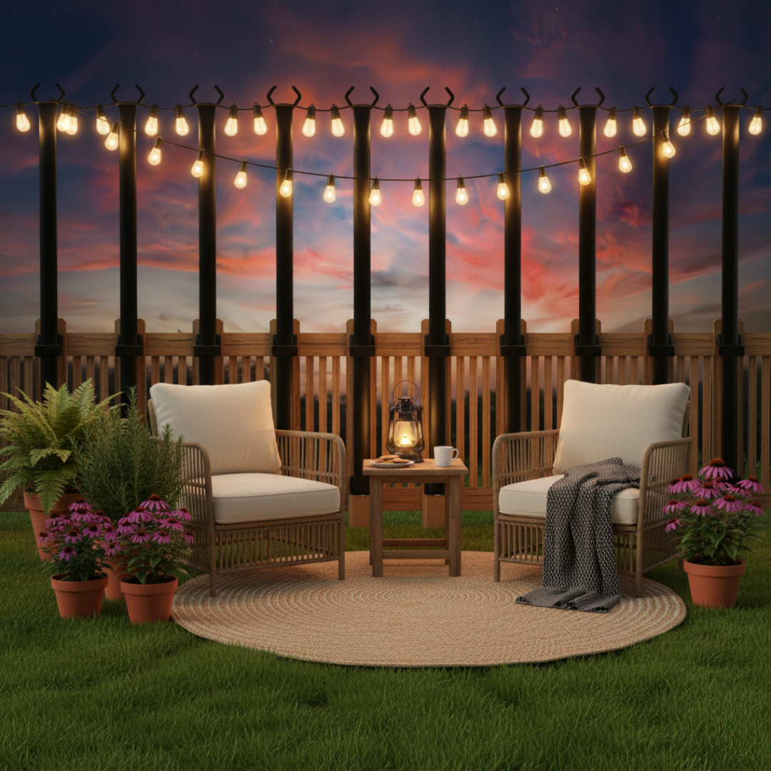 Outdoor Light Poles with Fence Brackets