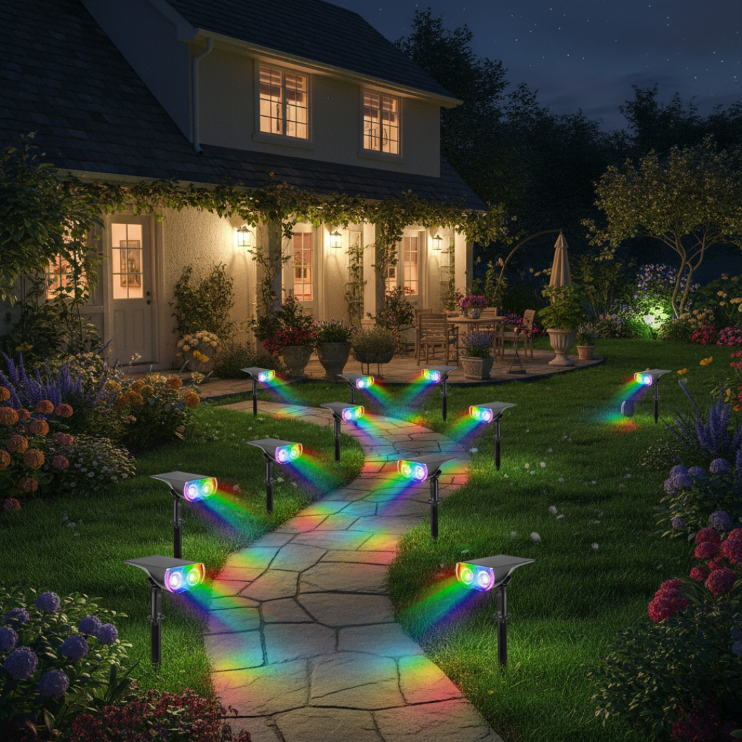 Smart Solar Spot Lights Outdoor 2 Pack Color Changing APP Voice Control