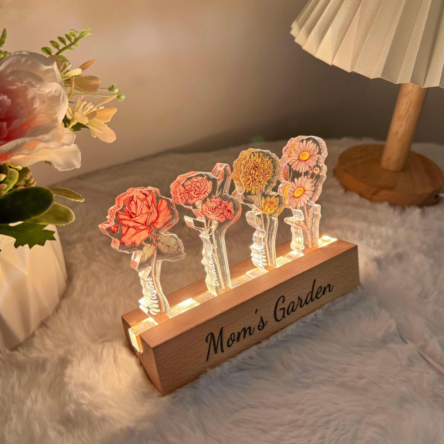 Custom Floral Light For Mom - Solar Flame Torch