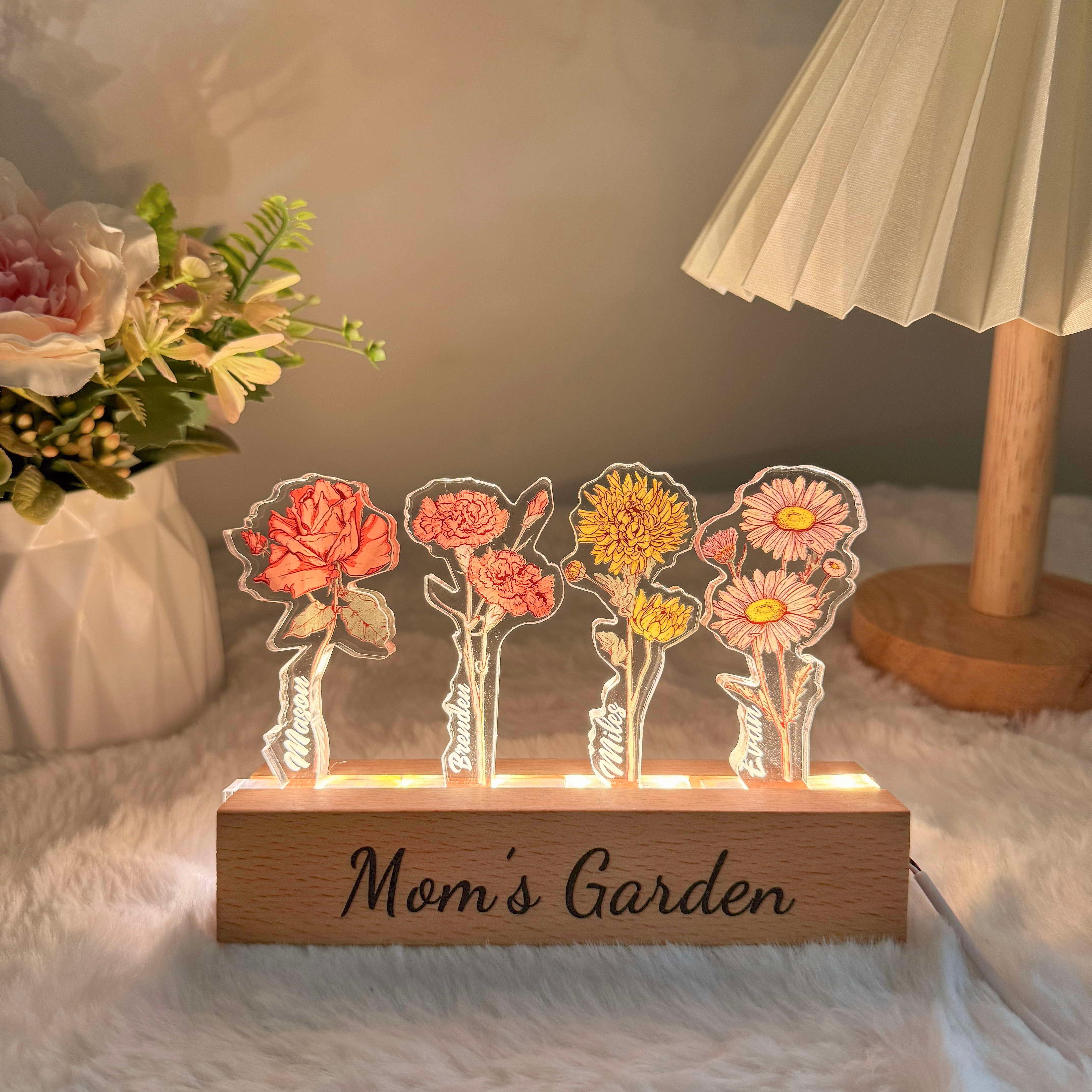 Custom Floral Light For Mom - Solar Flame Torch