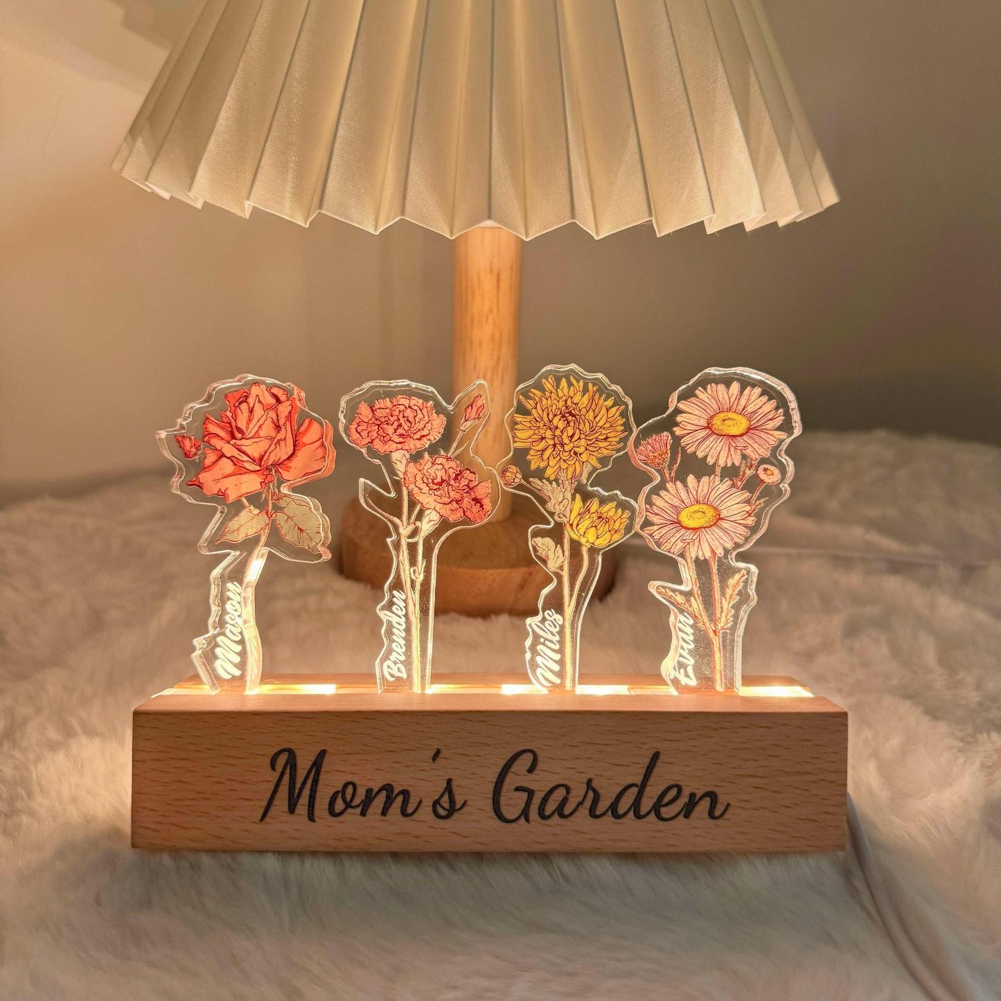 Custom Floral Light For Mom - Solar Flame Torch