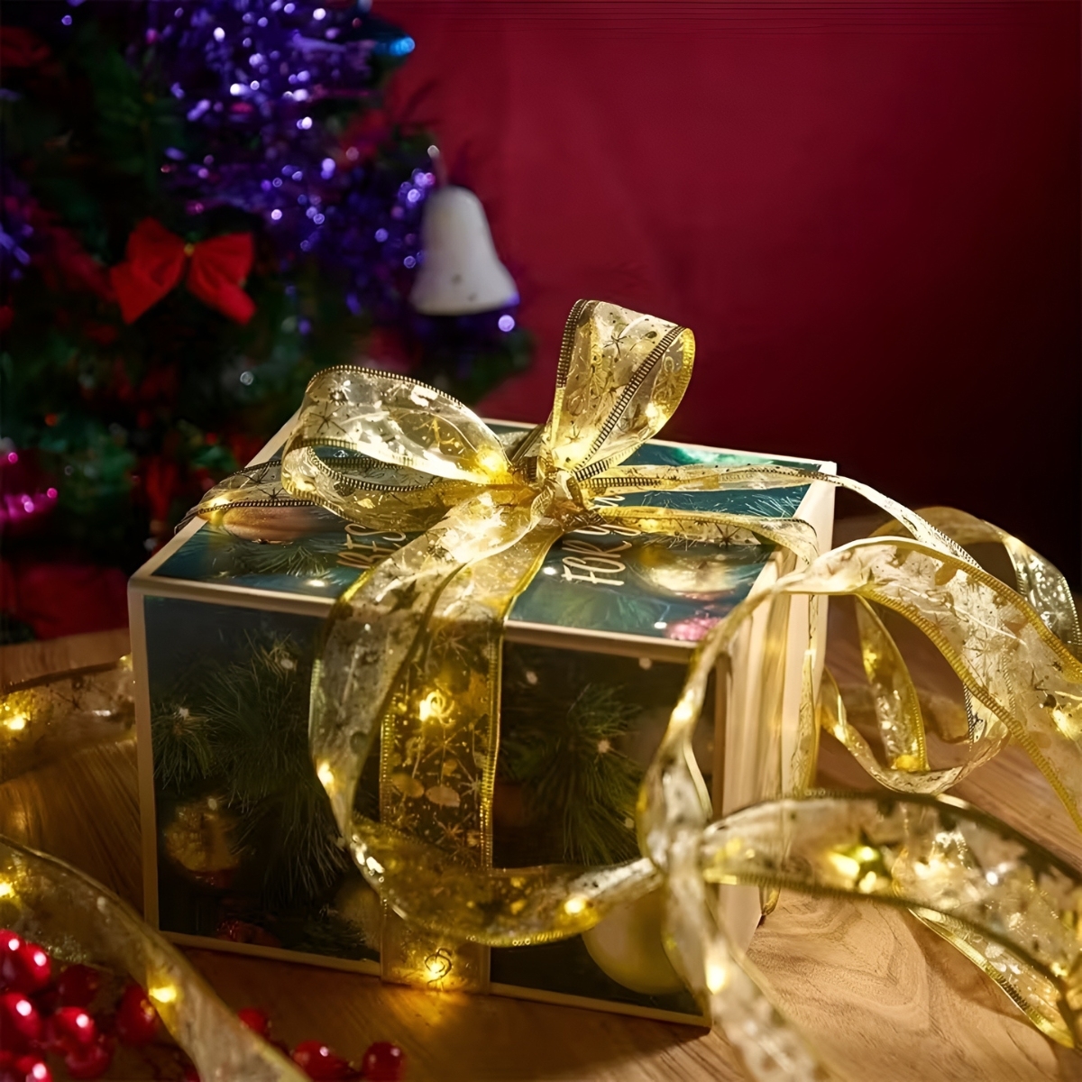 Battery Powered LED Christmas Ribbon Lights