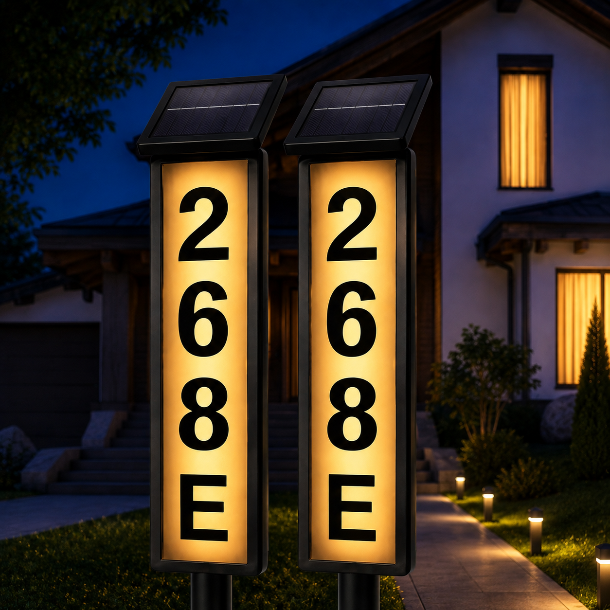 Solar Powered House Number Lawn Lamp For Outdoor Addresses