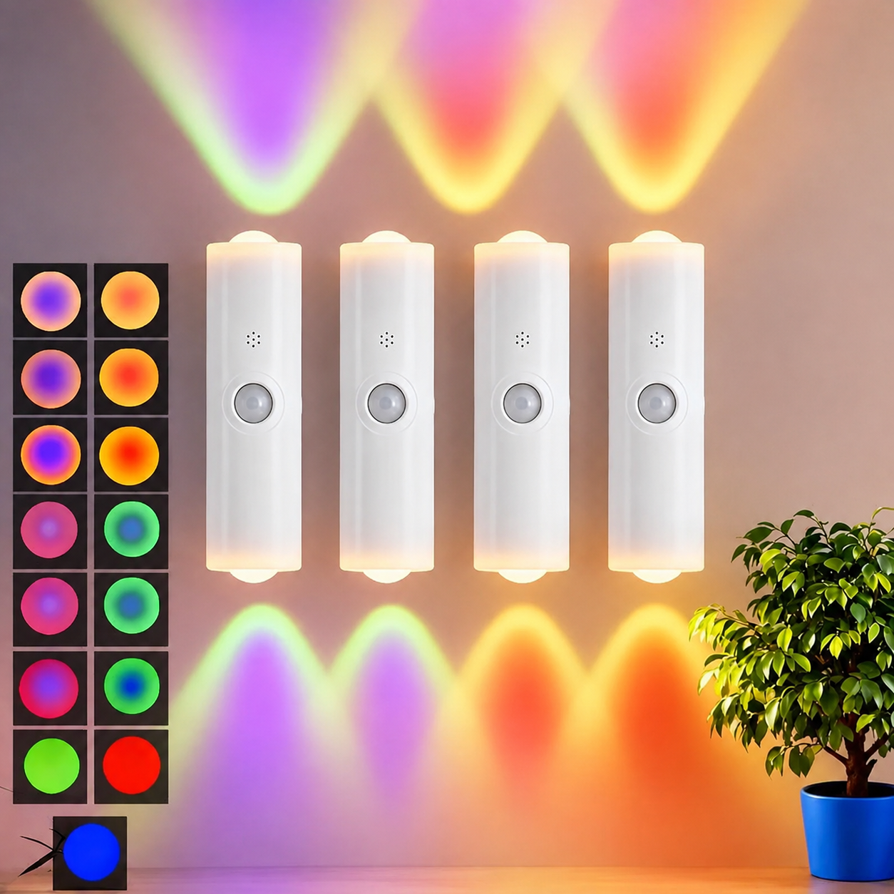 Wireless Battery Powered Wireless Wall Lamp With 15 RGB Modes