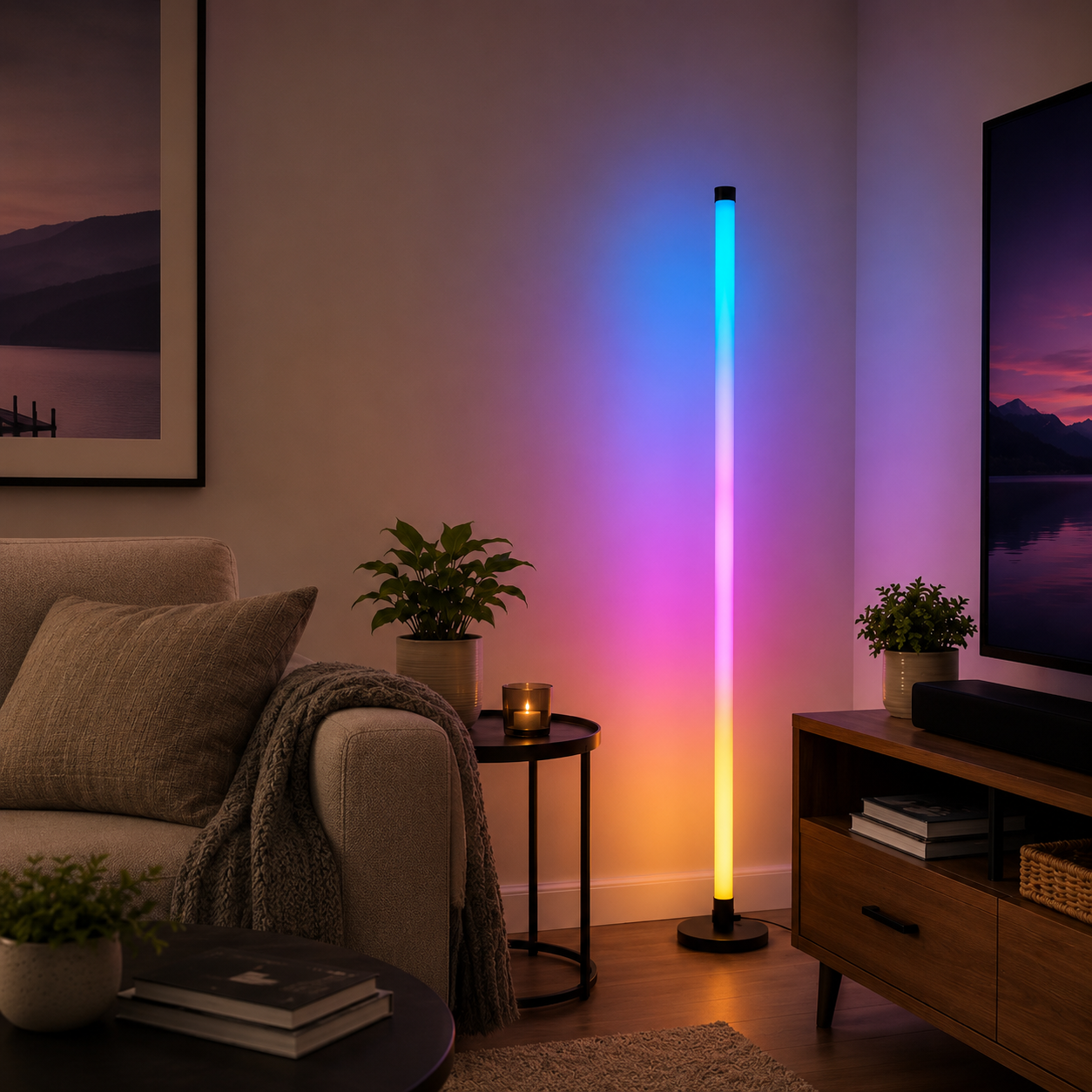48 Inches Corner Floor Lamp With App And Remote Control