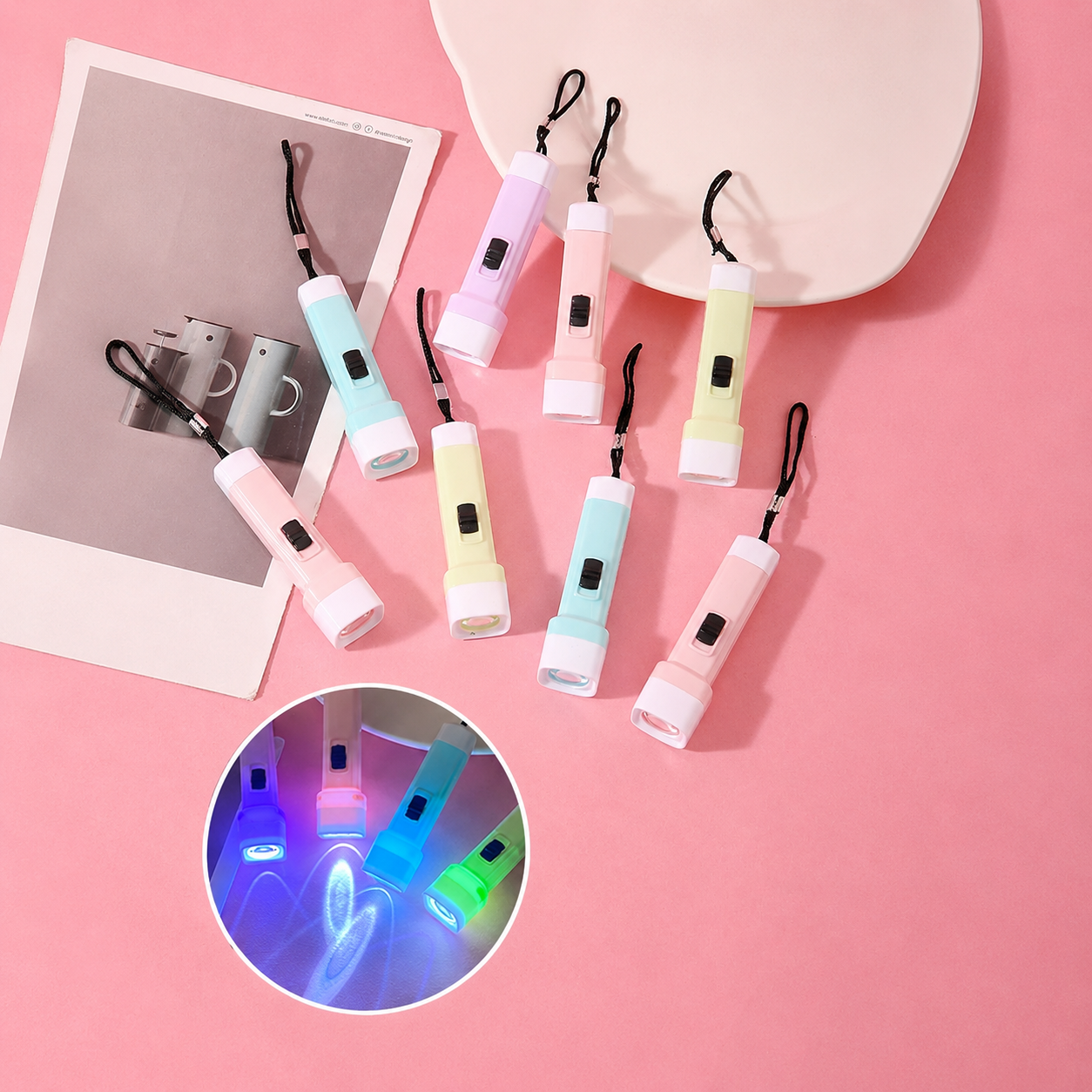 Mini LED Flashlight Lighting Keychain Pendant For Kids