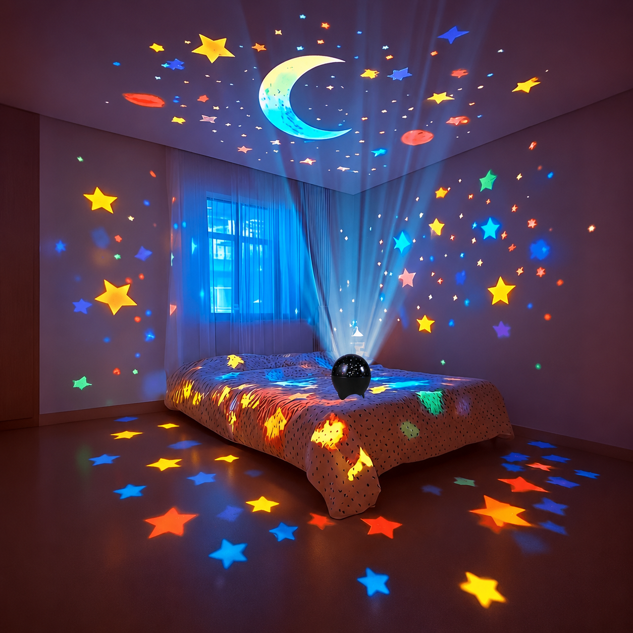 USB Powered Color Changing Starry Sky Moon And Stars LED Night Light