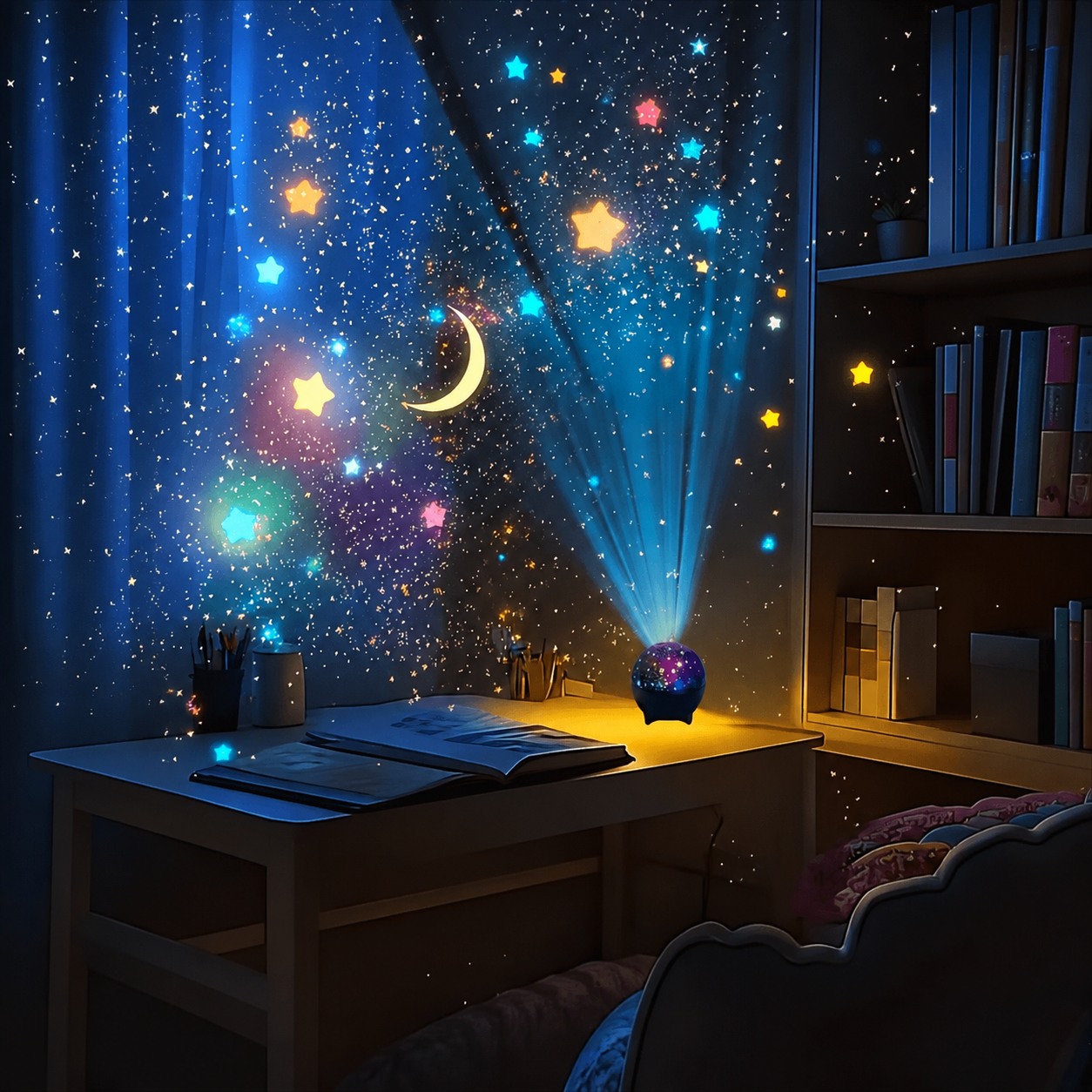 USB Powered Color Changing Starry Sky Moon And Stars LED Night Light