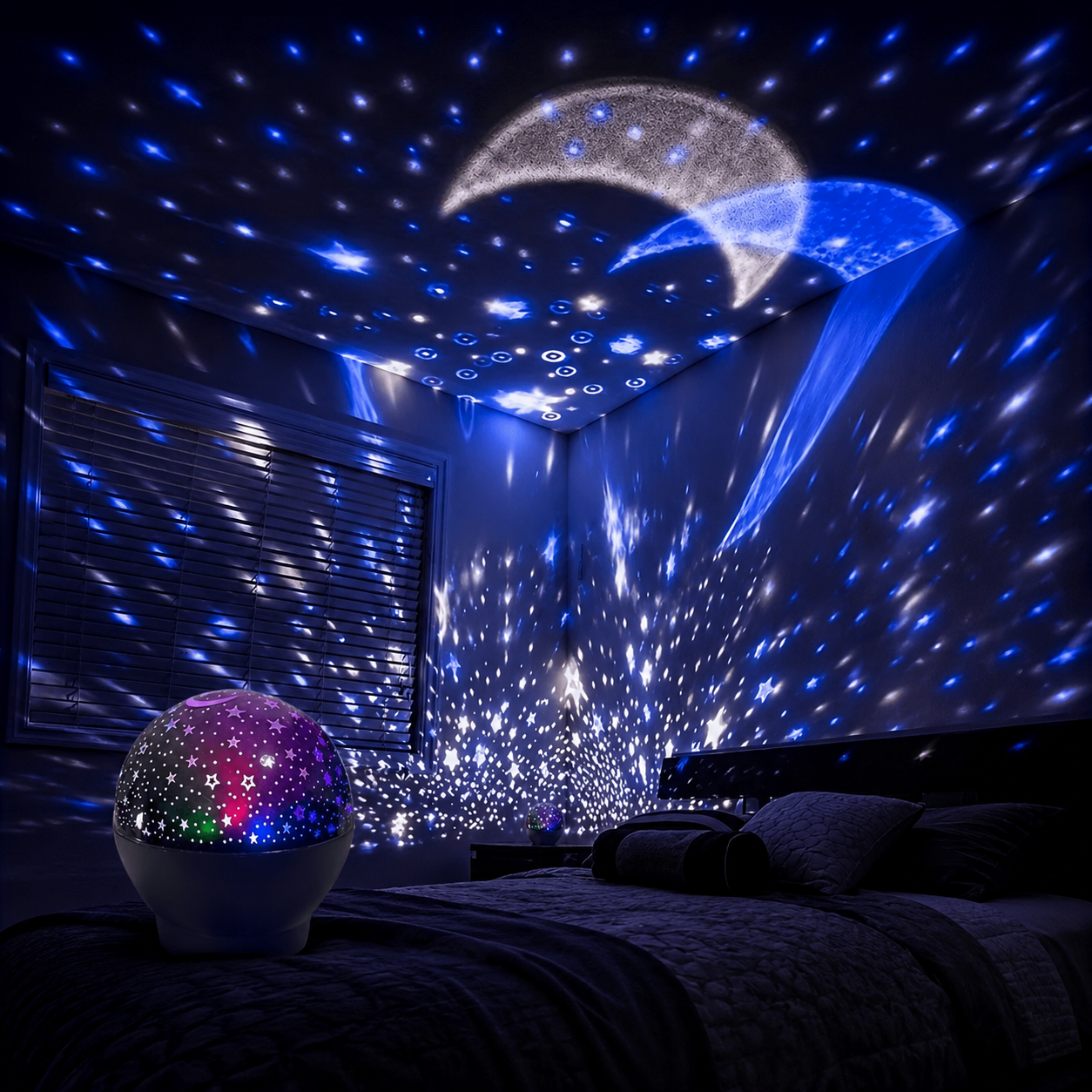 USB Powered Color Changing Starry Sky Moon And Stars LED Night Light