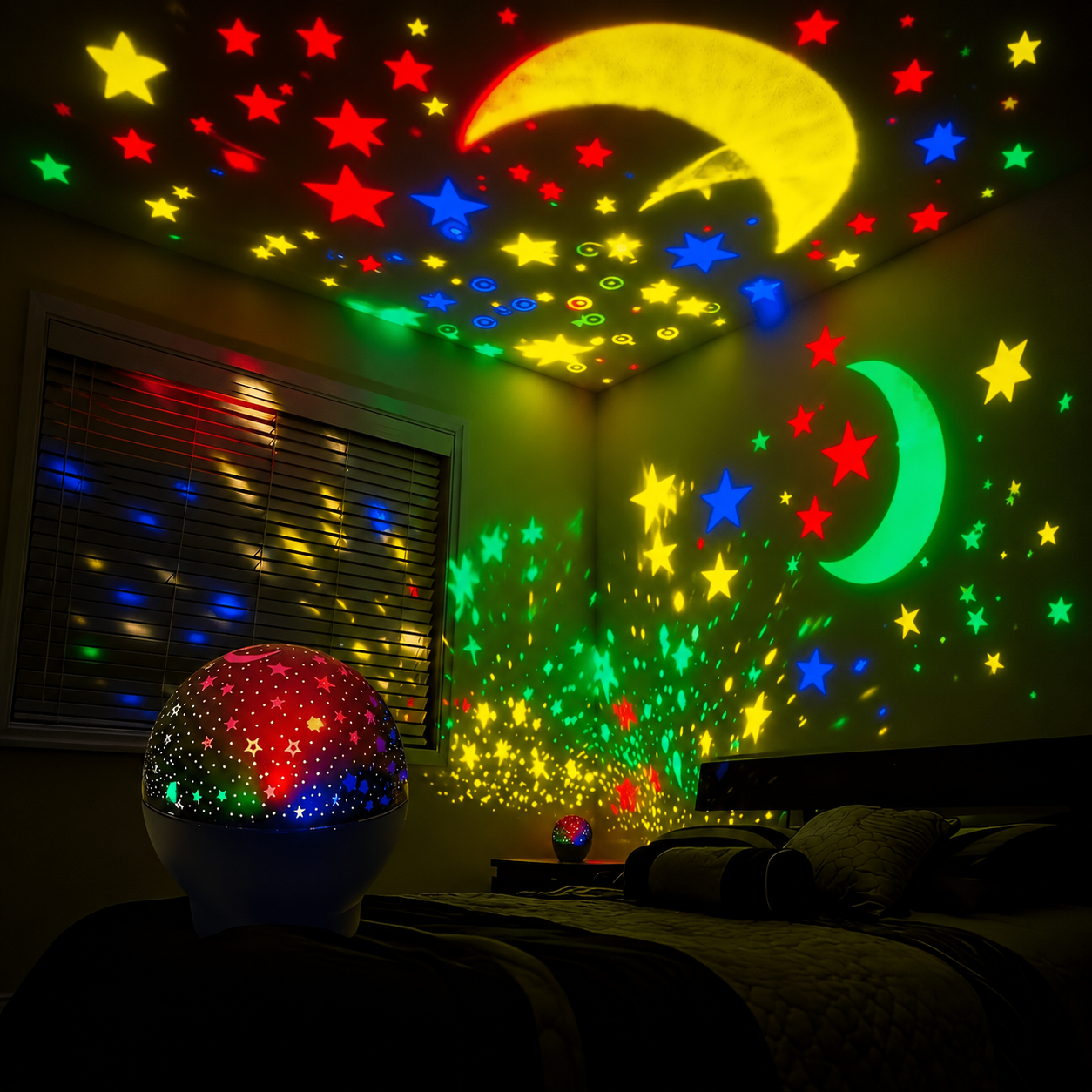 USB Powered Color Changing Starry Sky Moon And Stars LED Night Light