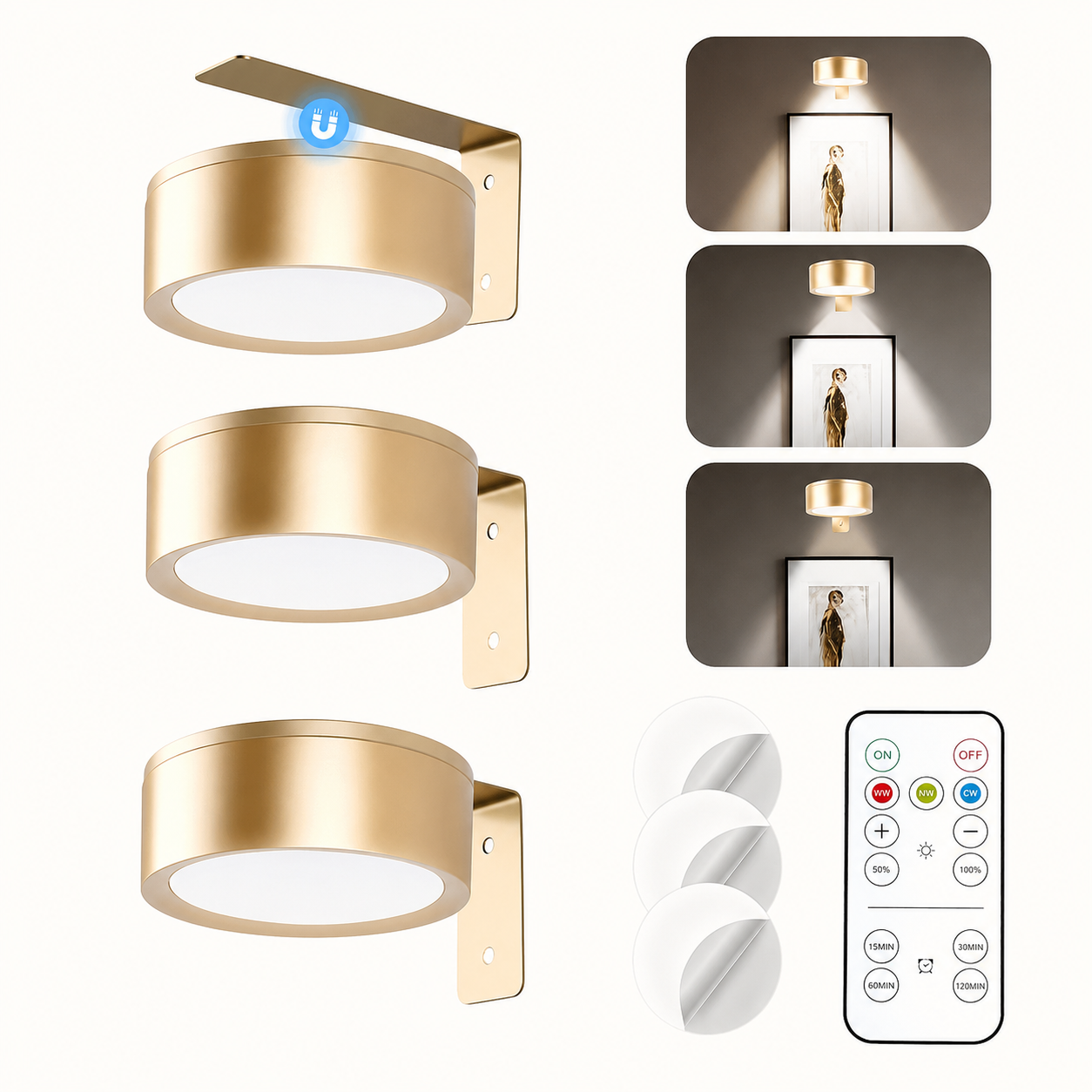 Battery Operated Magnetic LED Picture Light with Remote