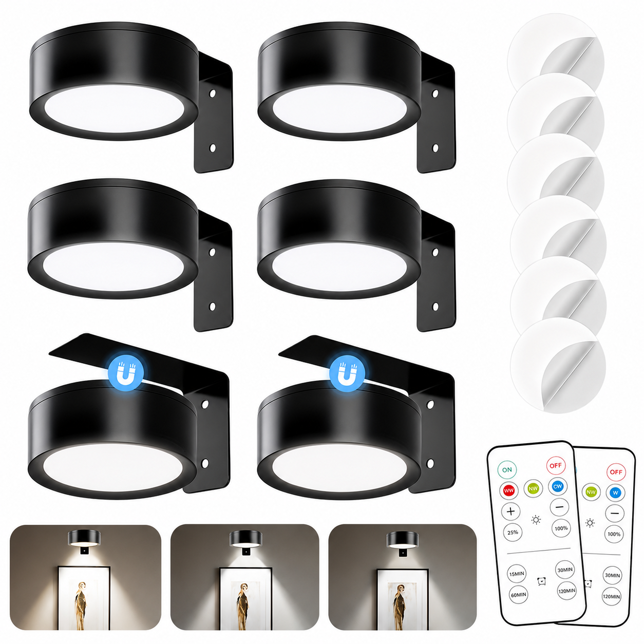 Battery Operated Magnetic LED Picture Light with Remote