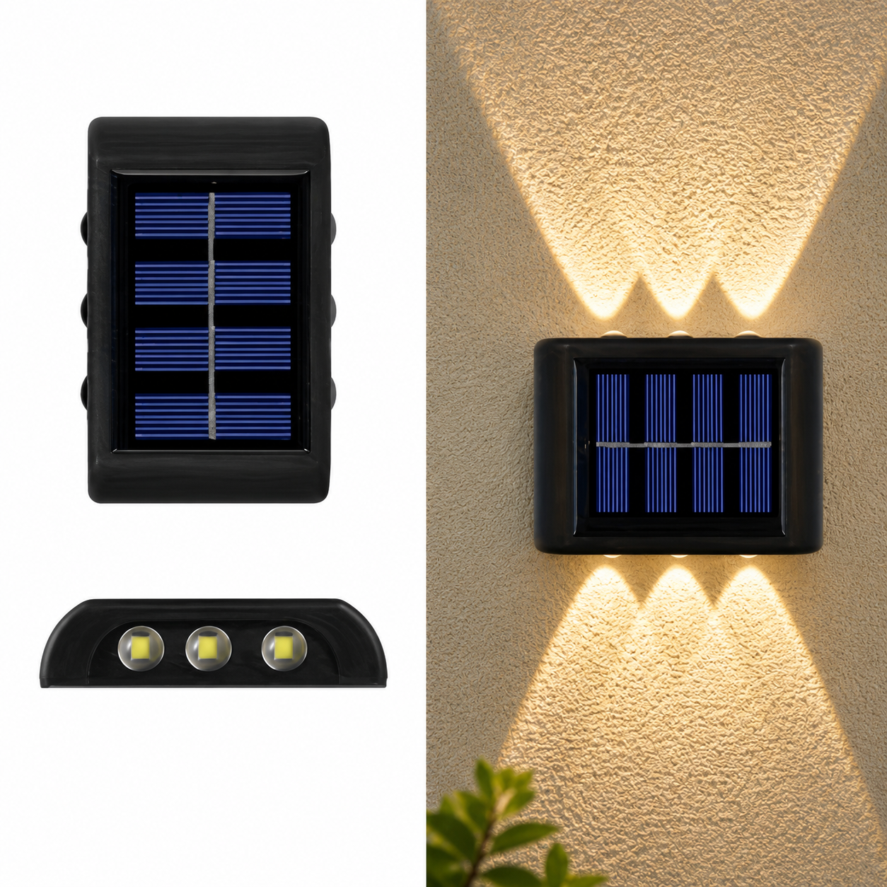 LED Solar Fence Outdoor Dual Head Solar Wall Lights 