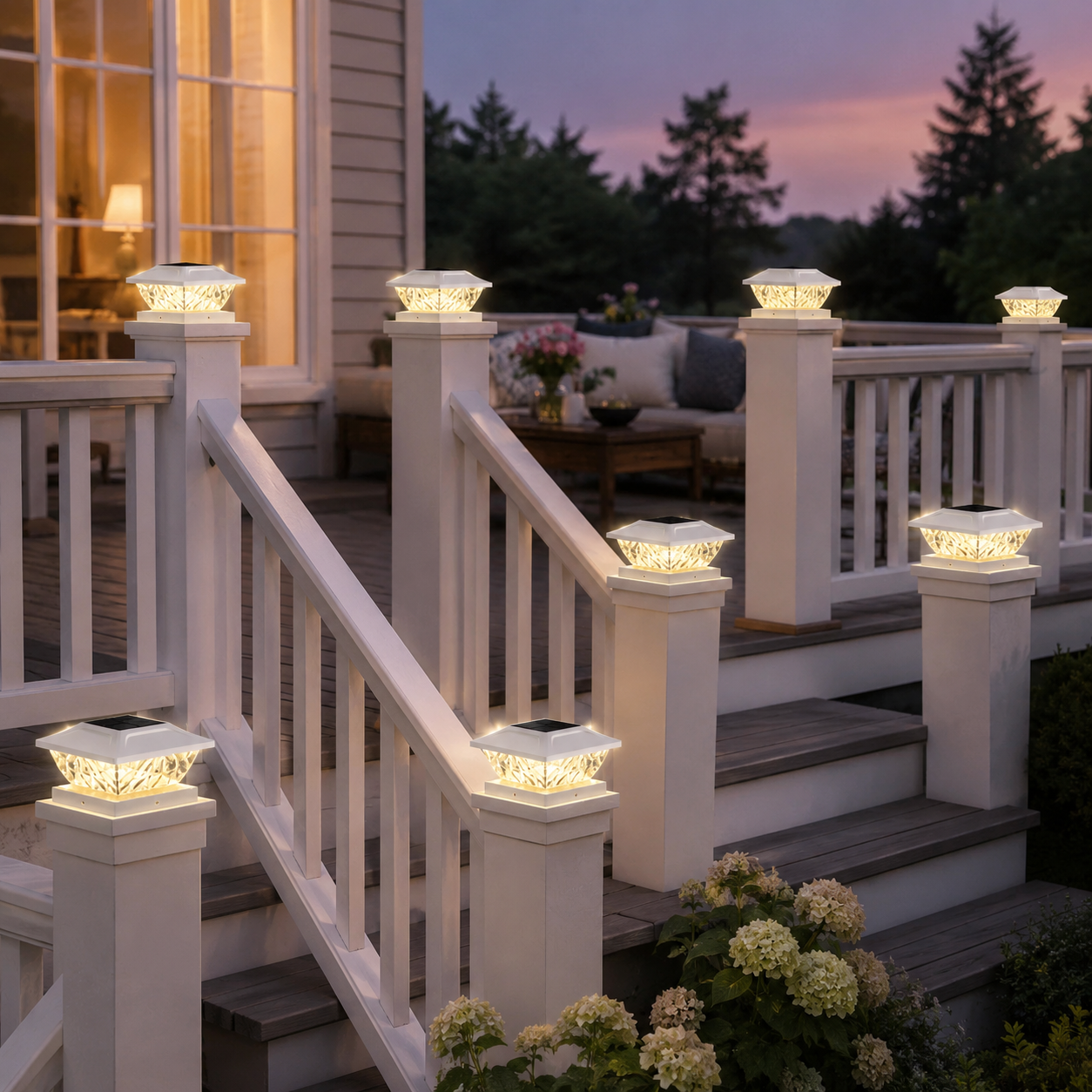 Dual Mode Waterproof Solar Post Cap Lights For Outdoor Fence