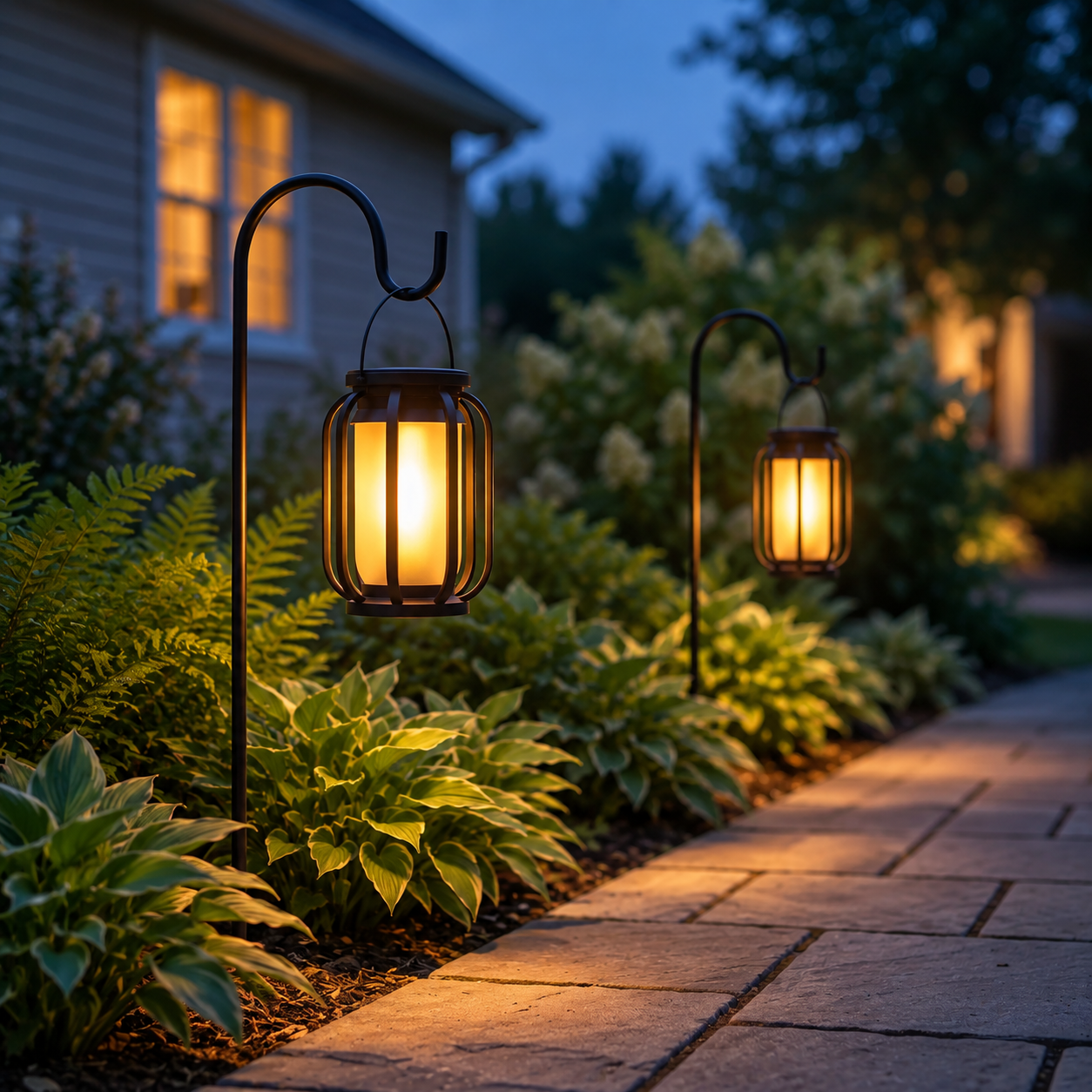 Realistic Solar Outdoor Automatic Firelight Lantern