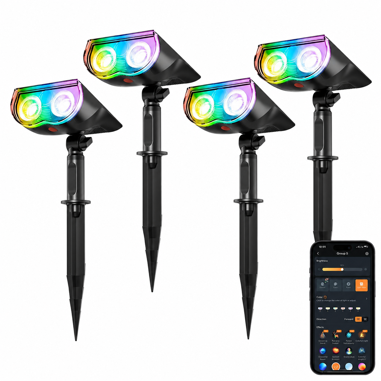 Smart Solar Landscape Halloween Themed RGB Spotlights With App Control and Color Modes