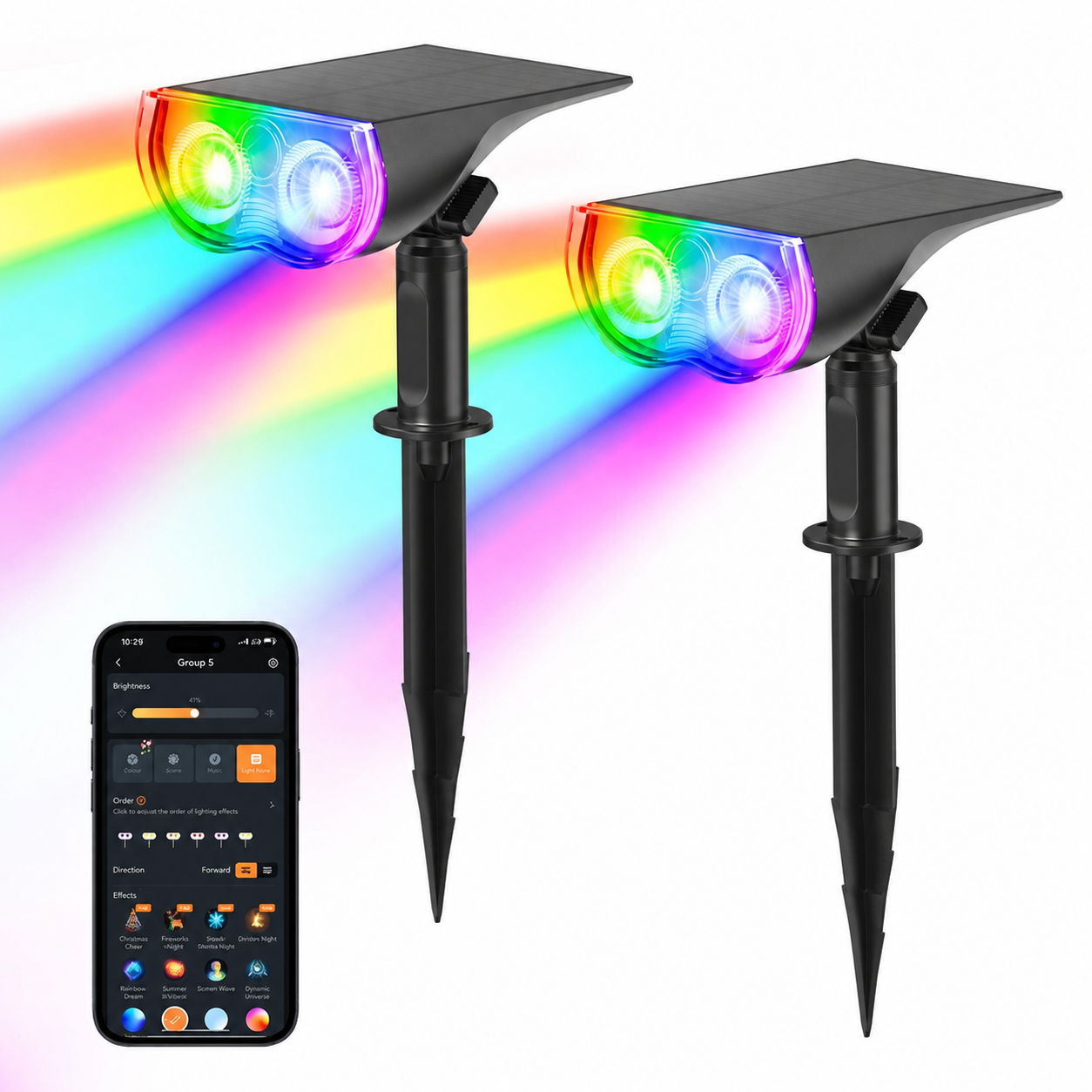 Smart Solar Landscape Halloween Themed RGB Spotlights With App Control and Color Modes