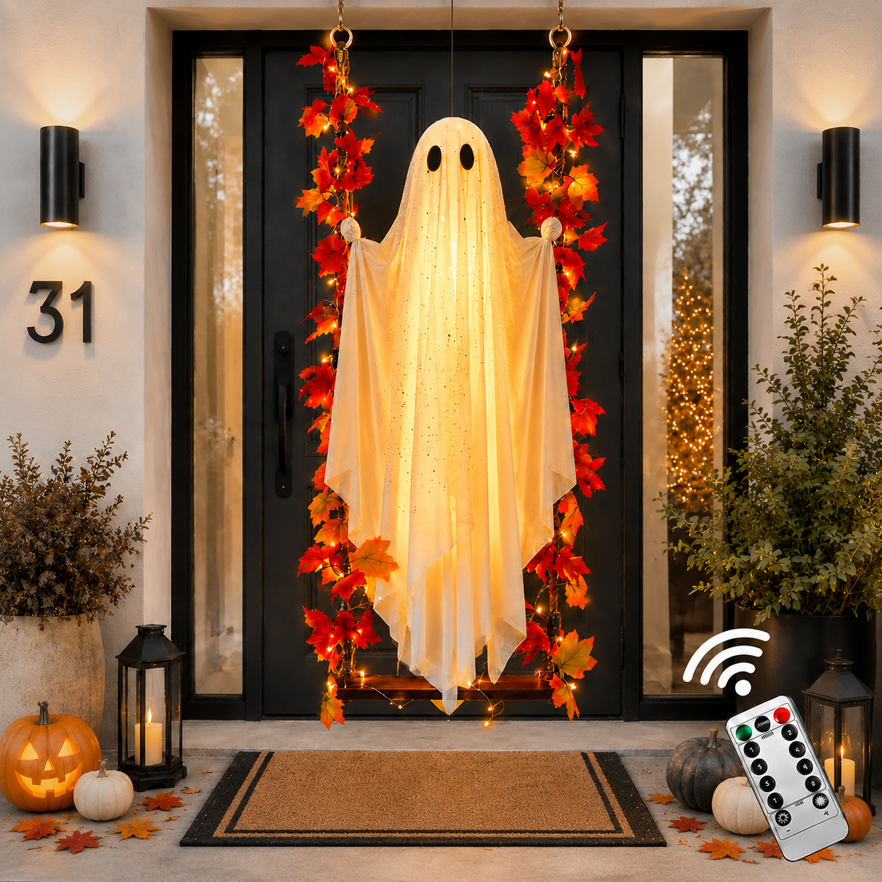 Halloween Figure With String Lights And Remote Control For Indoor Table Decor